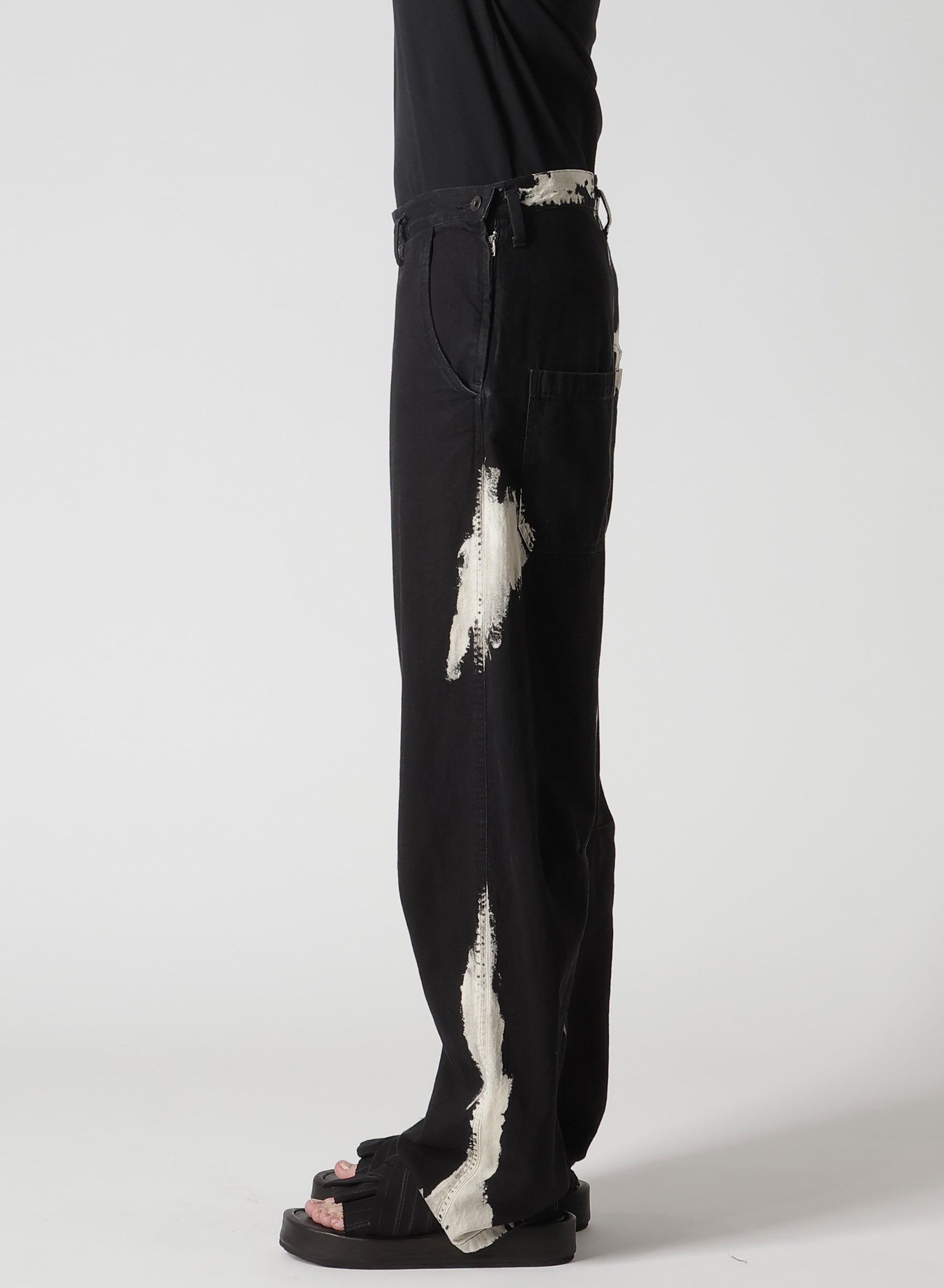 8OZ DENIM BRUSH BLEACH WIDE PANTS