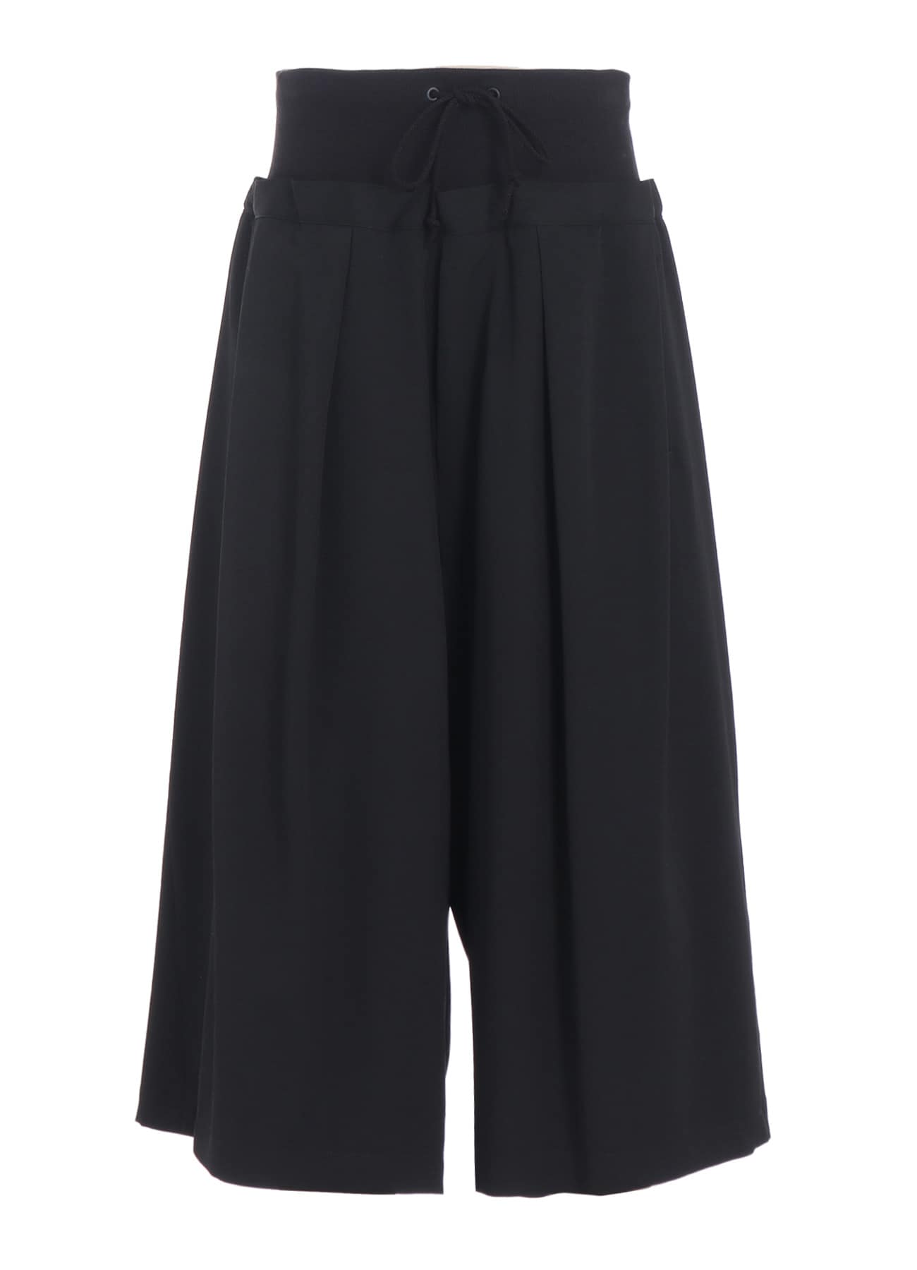 WOOL GABARDINE RIB WAIST WIDE PANTS