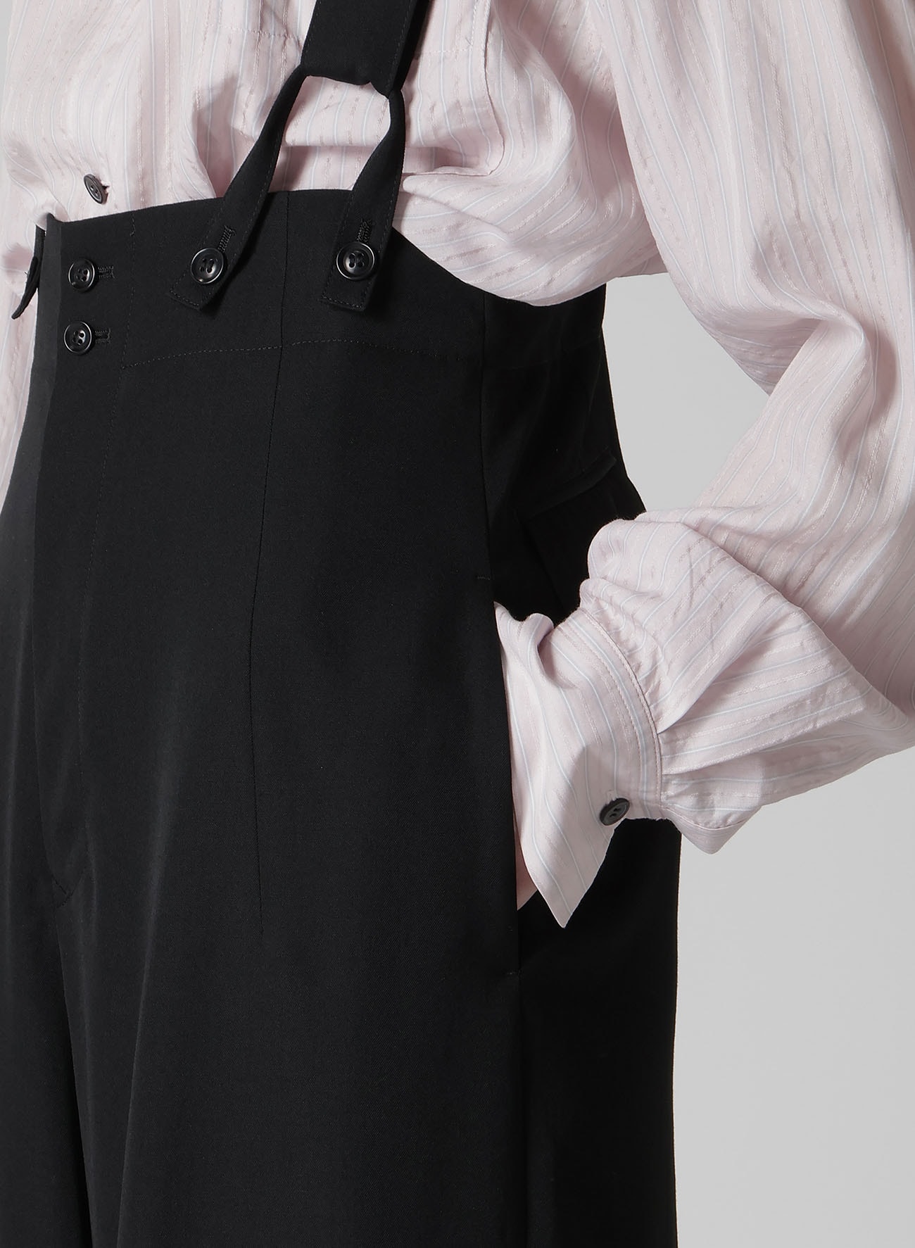 WOOL GABARDINE SUSPENDER PANTS