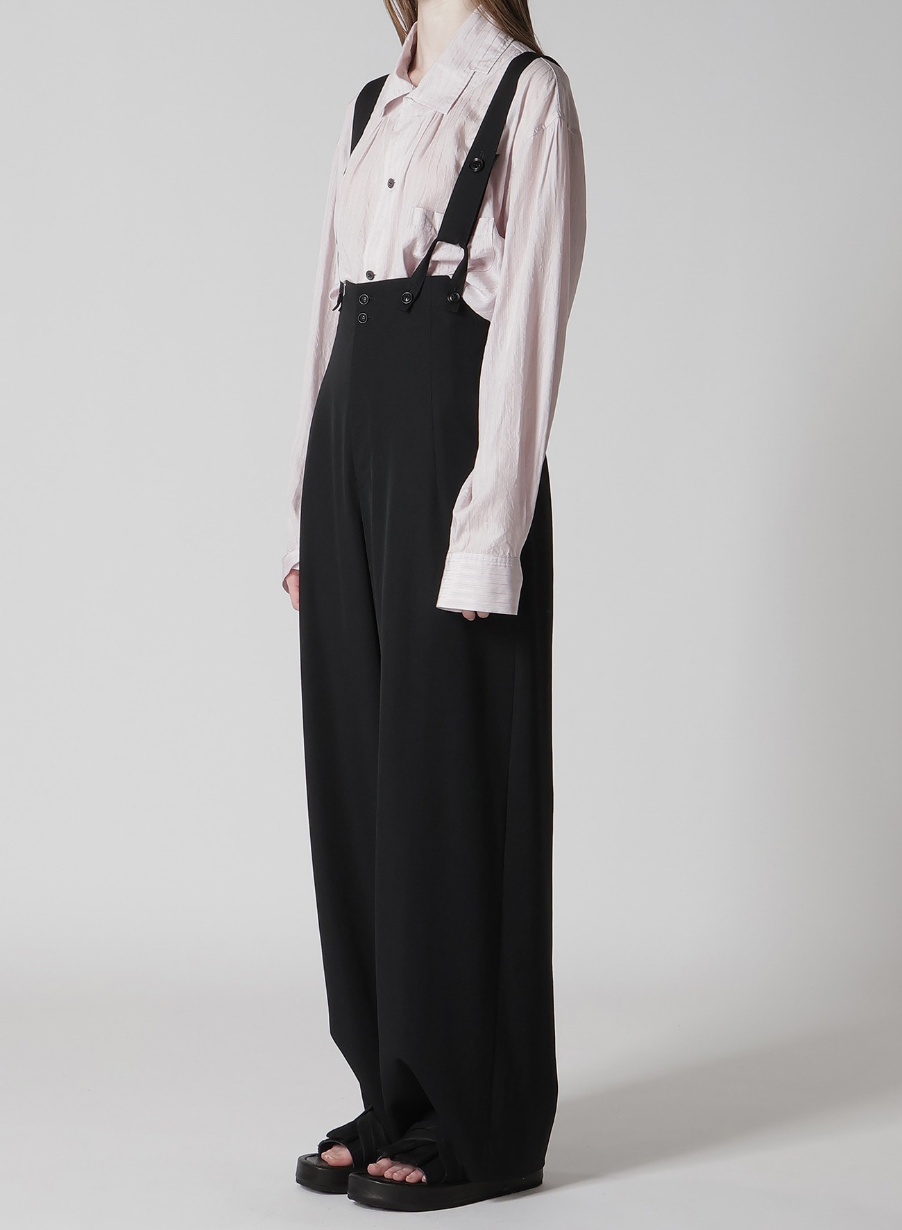 WOOL GABARDINE SUSPENDER PANTS