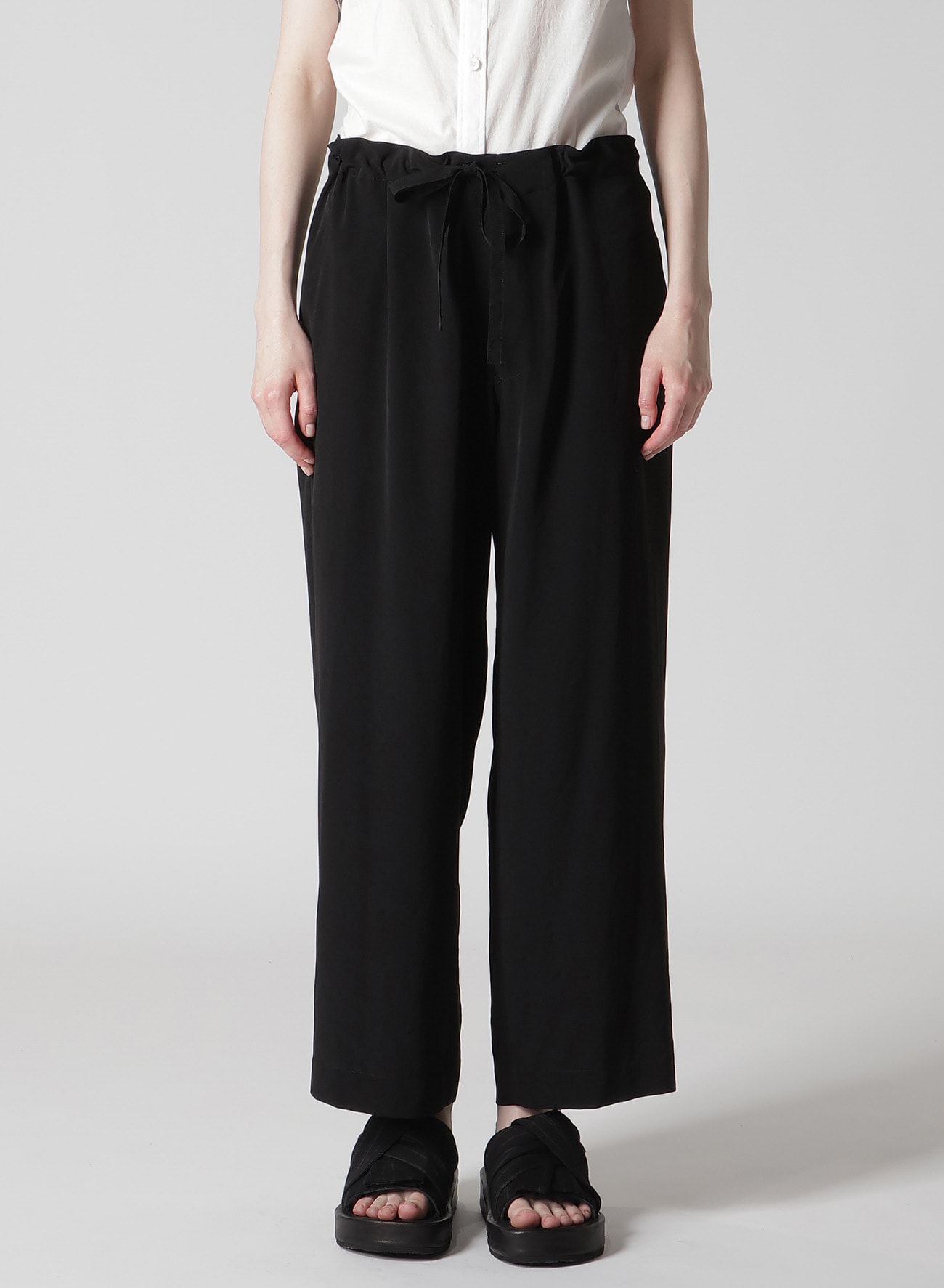 TA/PE CREPE DE CHINE STRING STRAIGHT PANTS