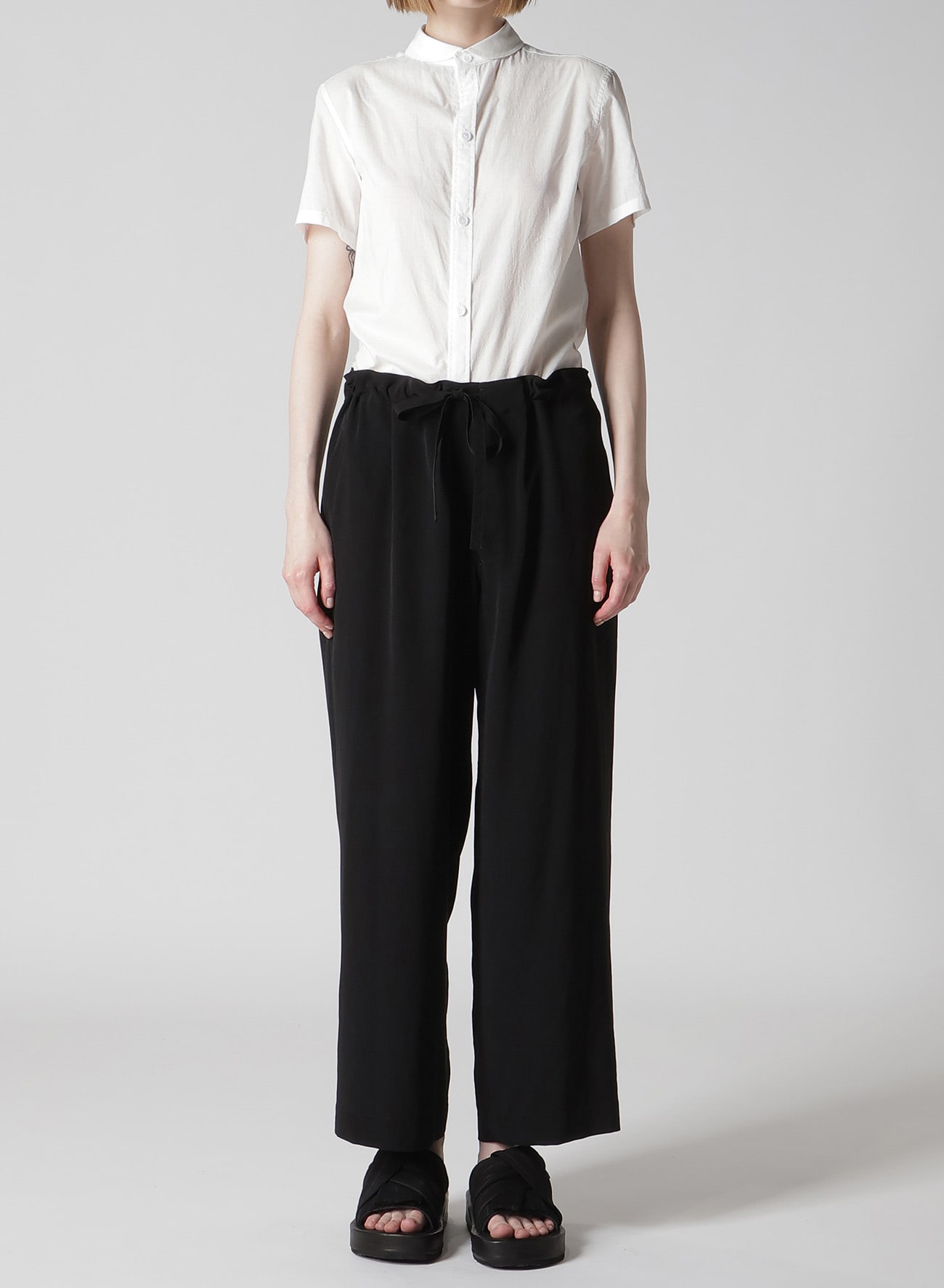 TA/PE CREPE DE CHINE STRING STRAIGHT PANTS