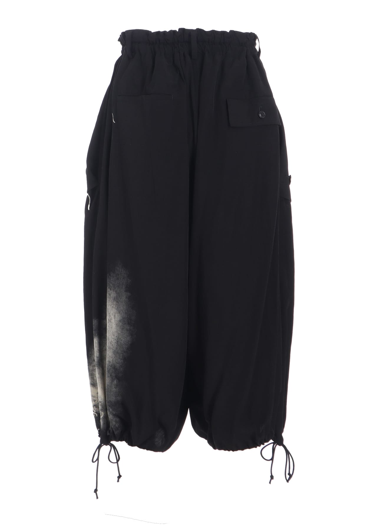 CUPRO DUNGAREE "Y" PRINT ELASTIC-WAIST PANTS