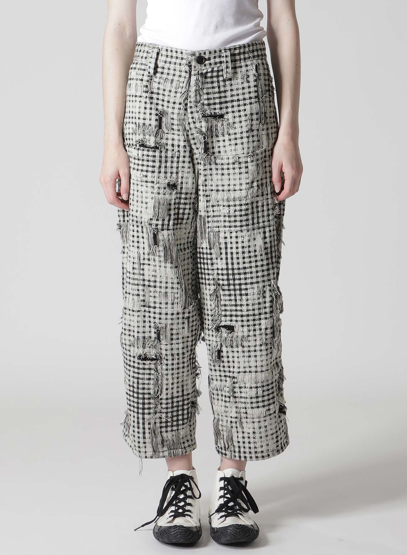 DAMAGED GINGHAM JACQUARD PANTS