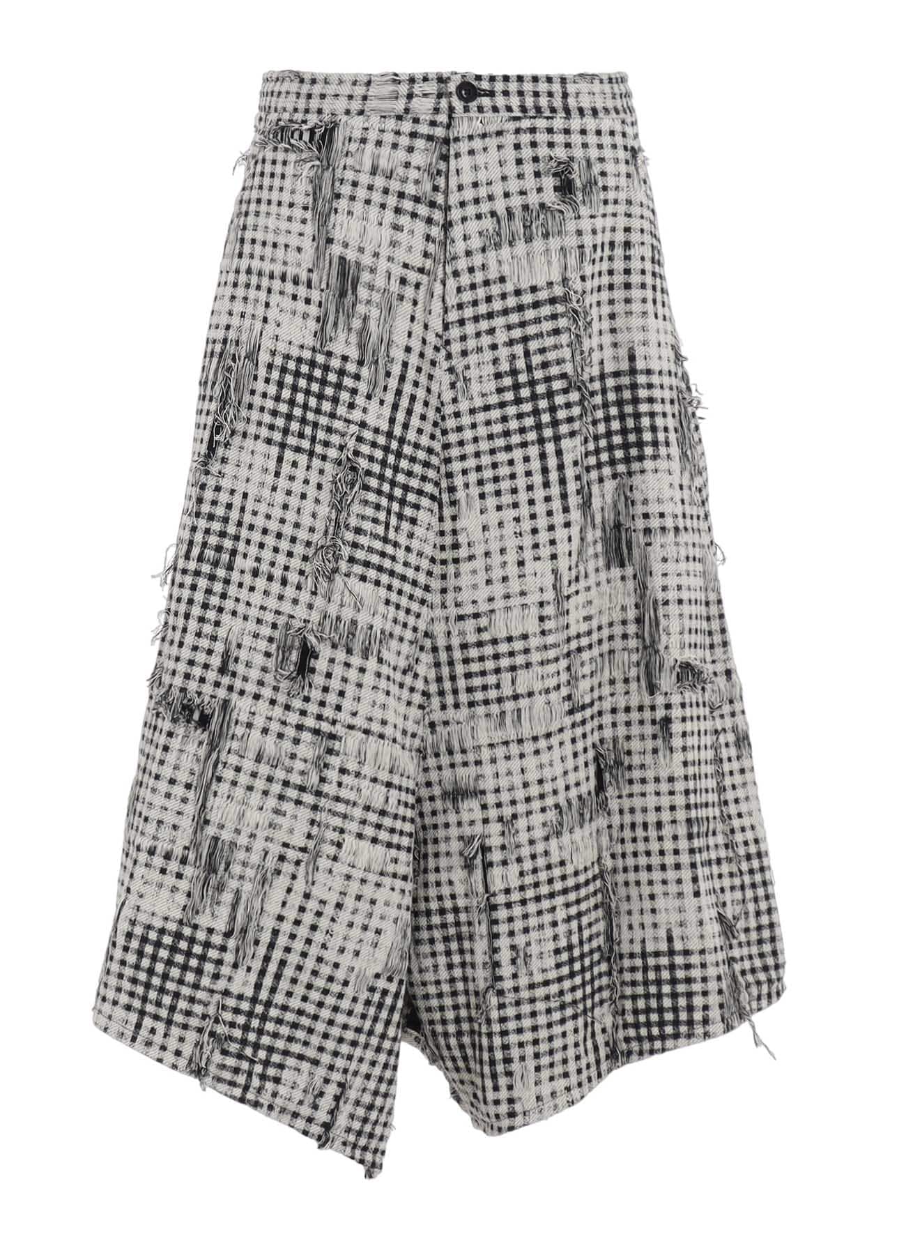 DAMAGED GINGHAM JACQUARD SKIRT-LIKE PANTS