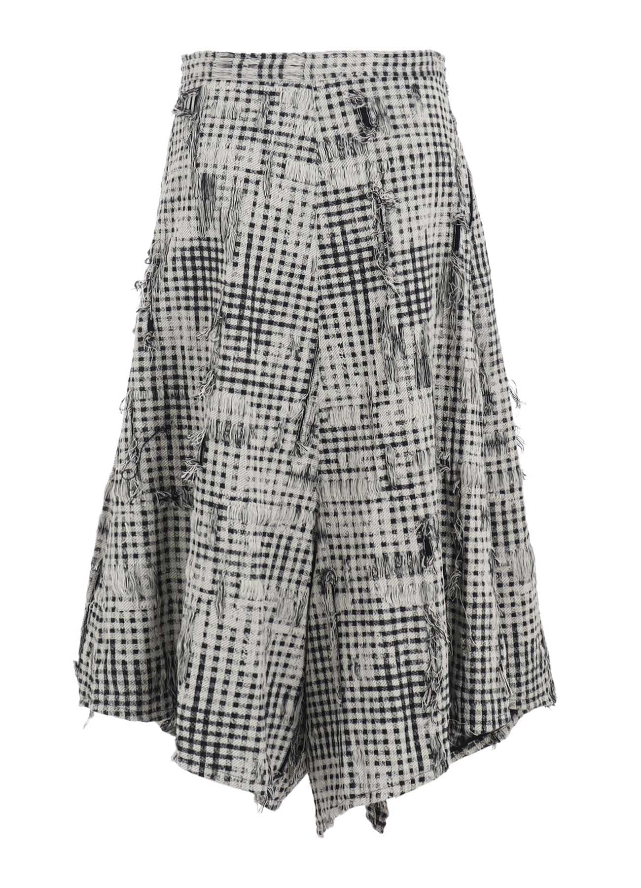 DAMAGED GINGHAM JACQUARD SKIRT-LIKE PANTS