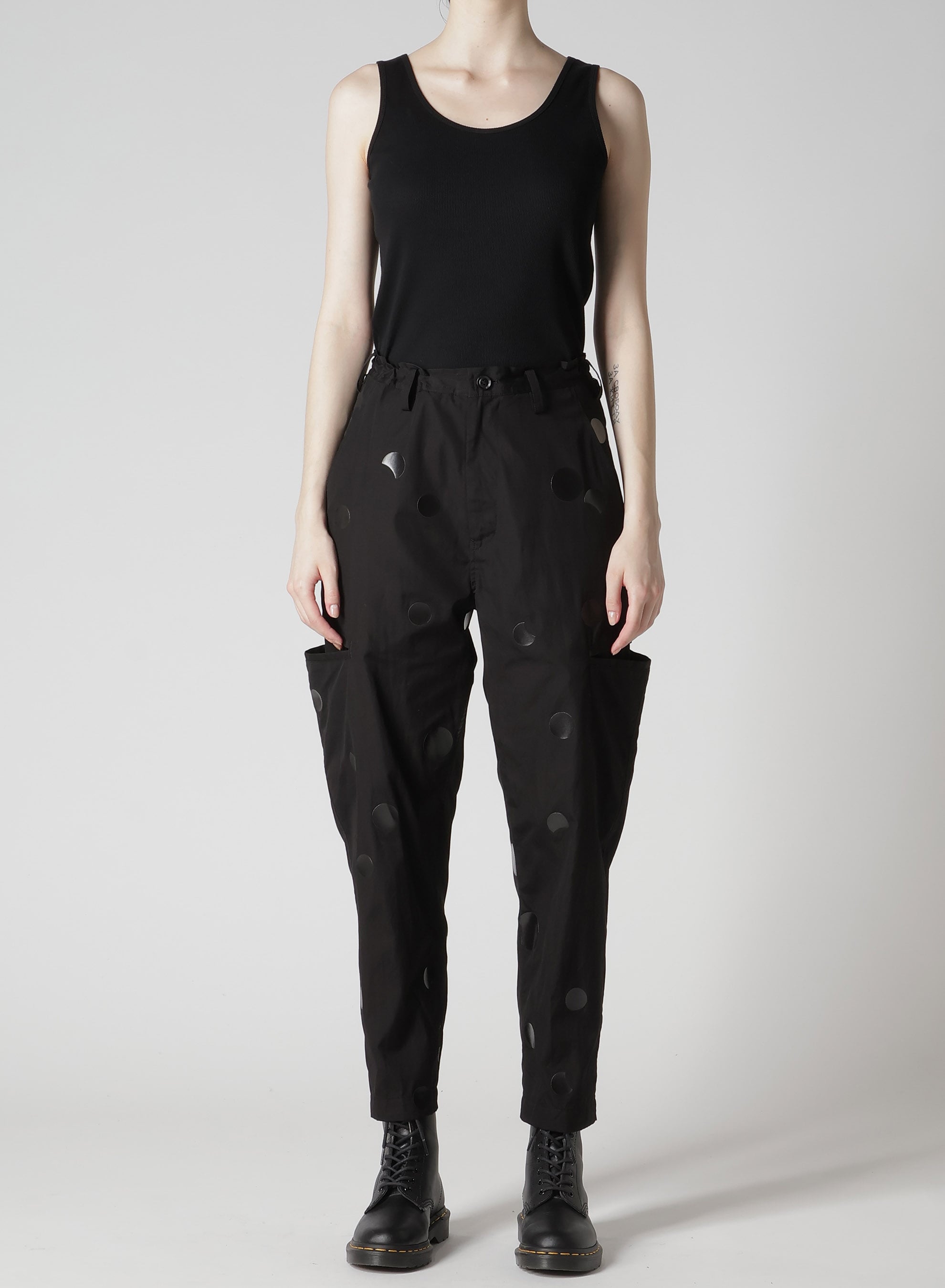 100/2 BROAD DOT PIGMENT PRINT TAPERED PANTS