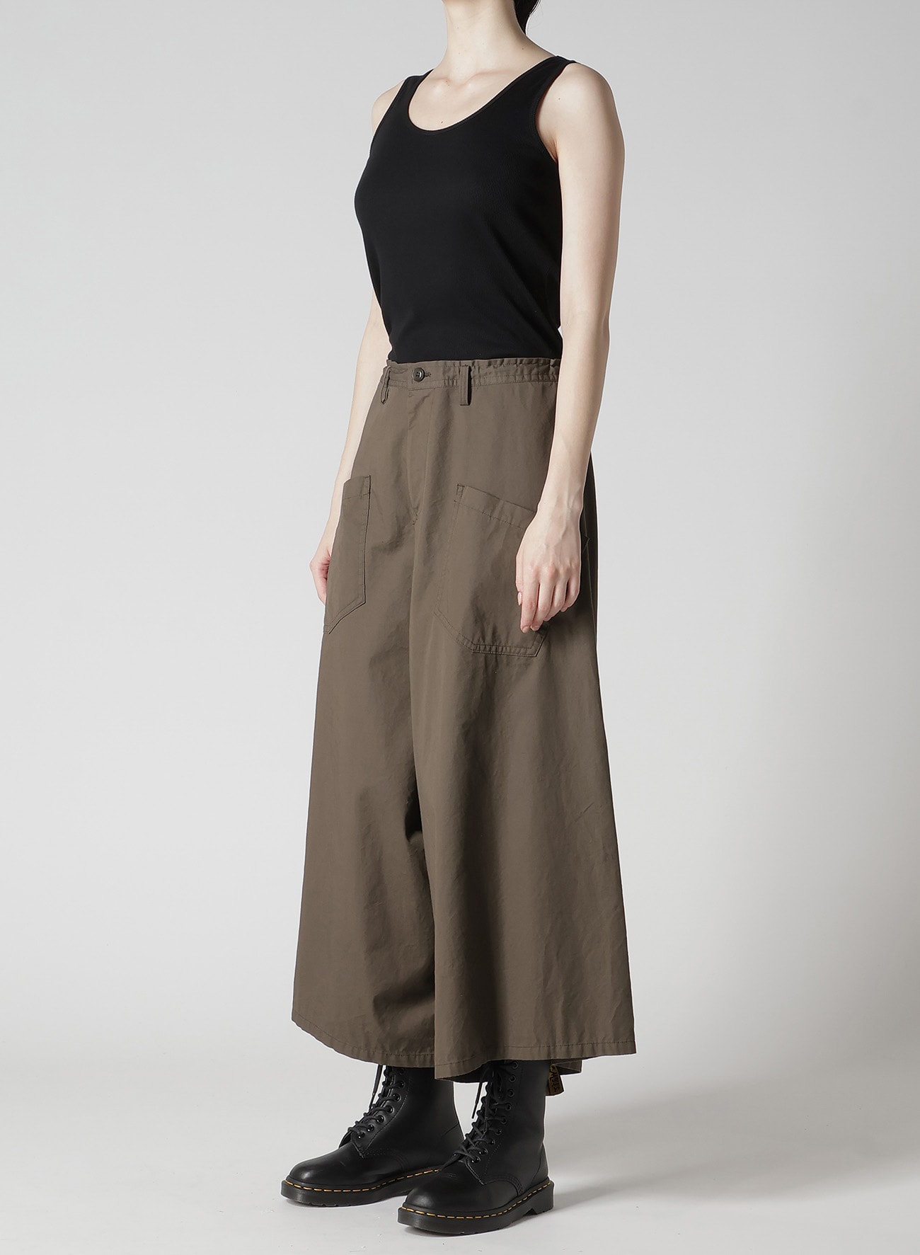 COTTON TWILL DROP FLARE PANTS