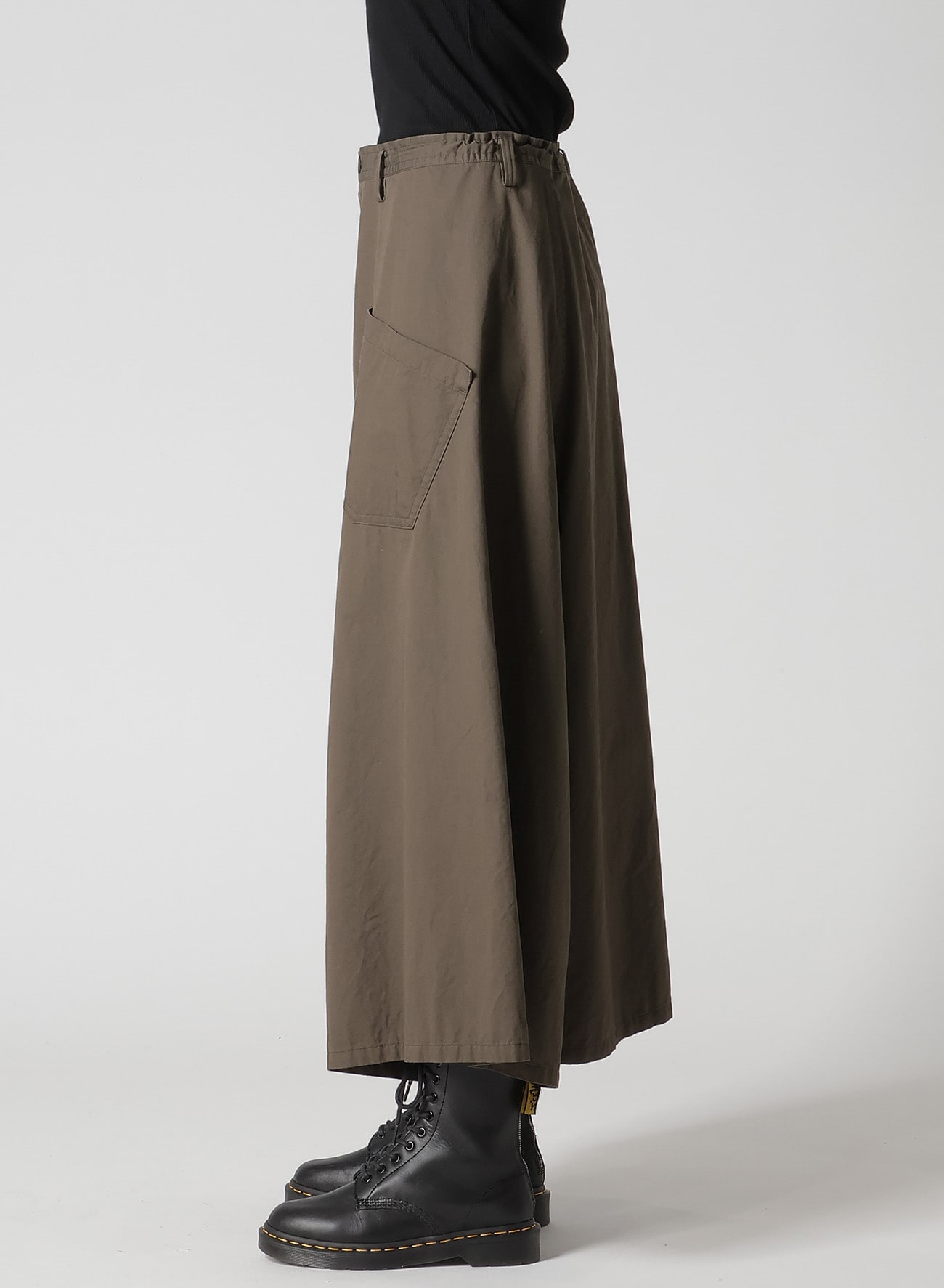 COTTON TWILL DROP FLARE PANTS