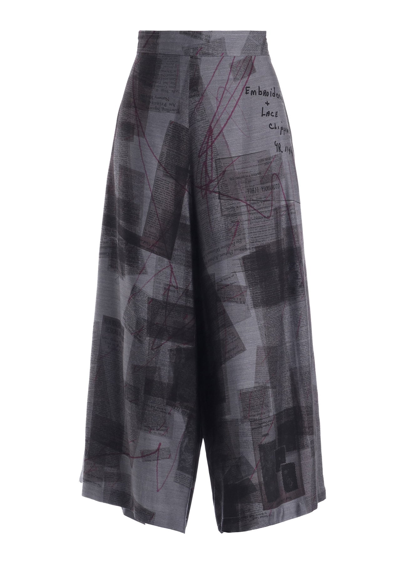 CUPRO DUNGAREE TWILL NEWSPAPER PRINT PANTS