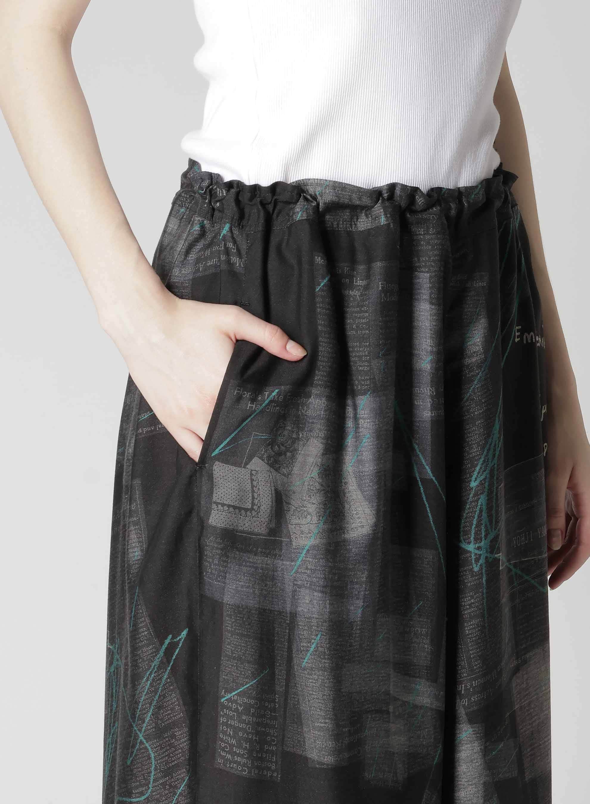 CUPRO DUNGAREE TWILL NEWSPAPER PRINT PANTS