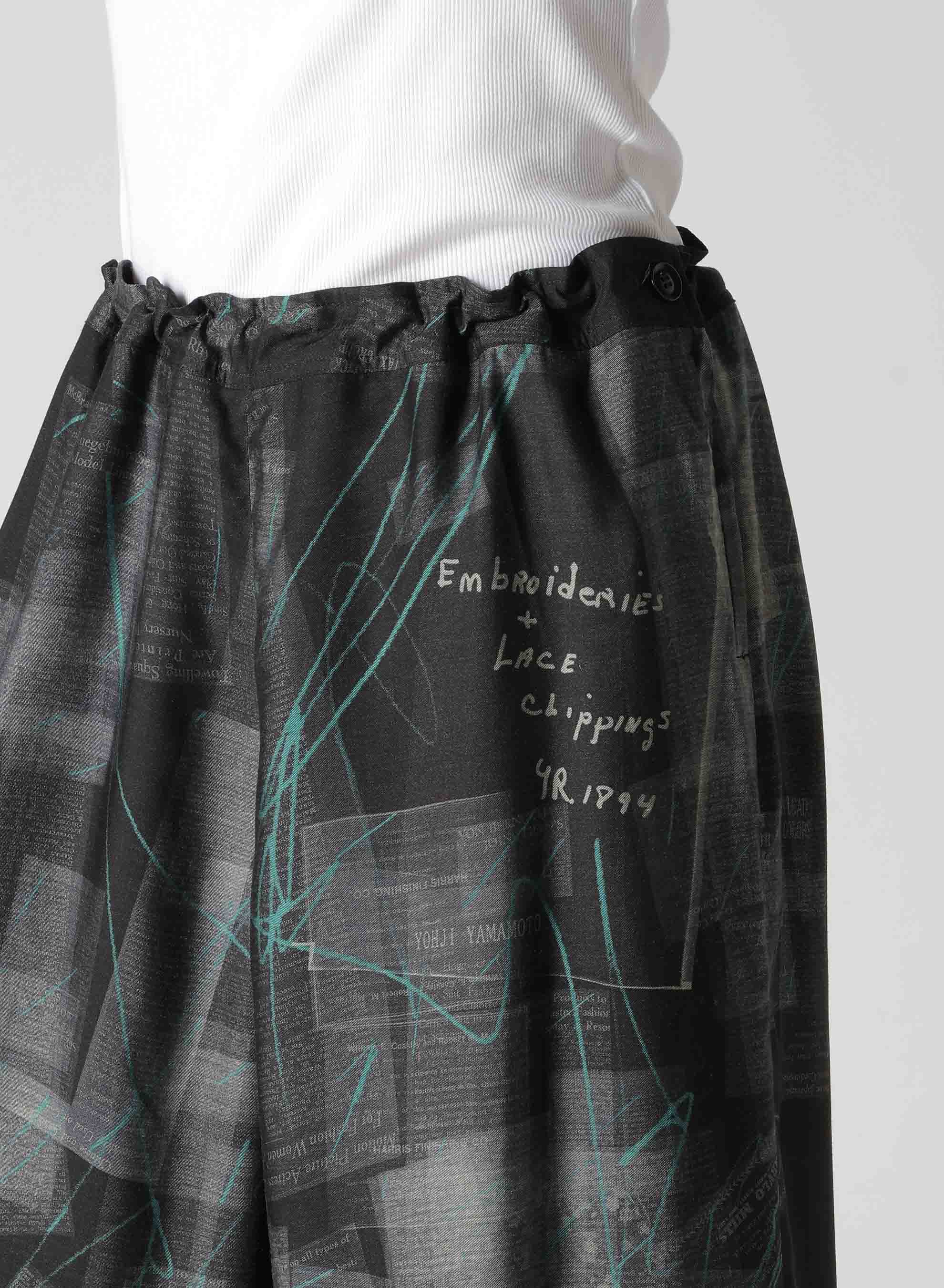 CUPRO DUNGAREE TWILL NEWSPAPER PRINT PANTS