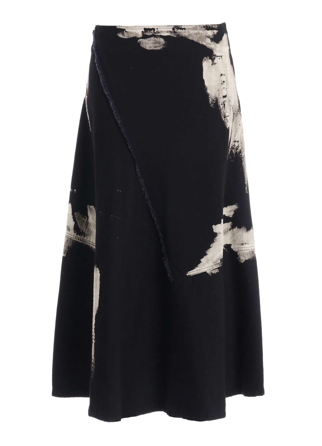 8OZ DENIM BRUSH BLEACH LONG SKIRT