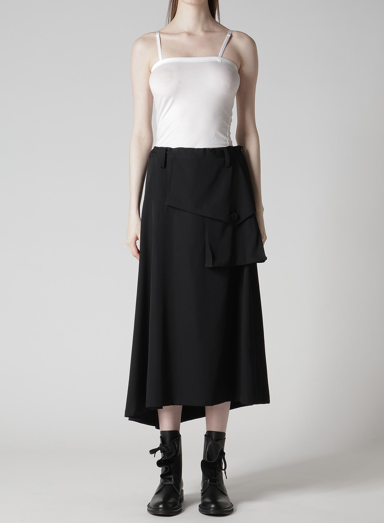WOOL GABARDINE Y BIG FLAP SKIRT