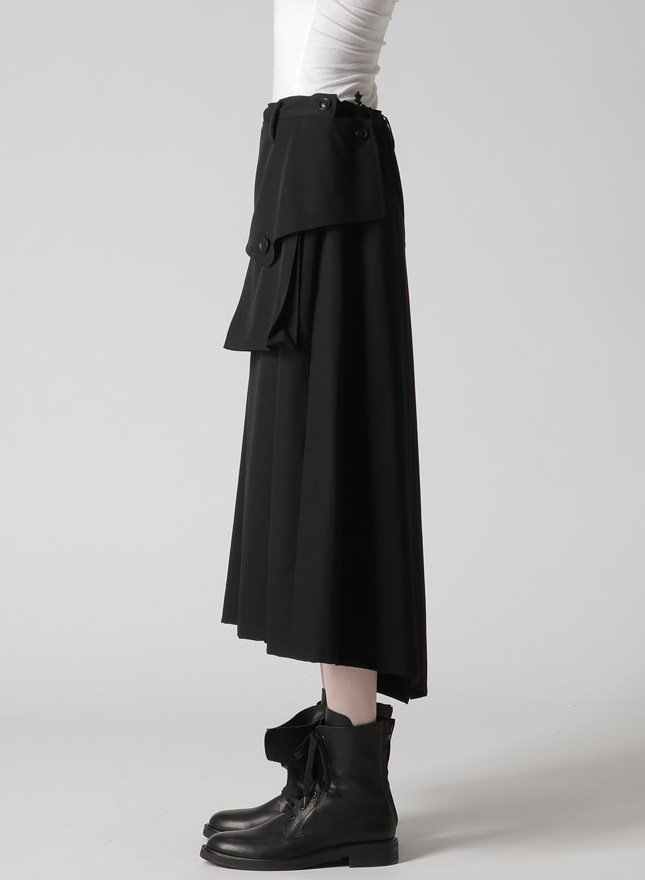 WOOL GABARDINE Y BIG FLAP SKIRT
