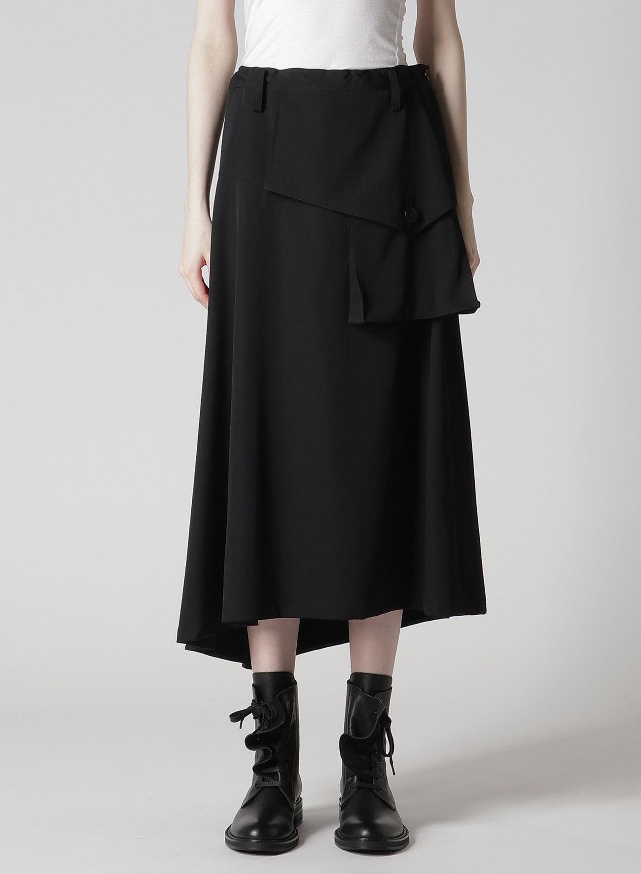 WOOL GABARDINE Y BIG FLAP SKIRT