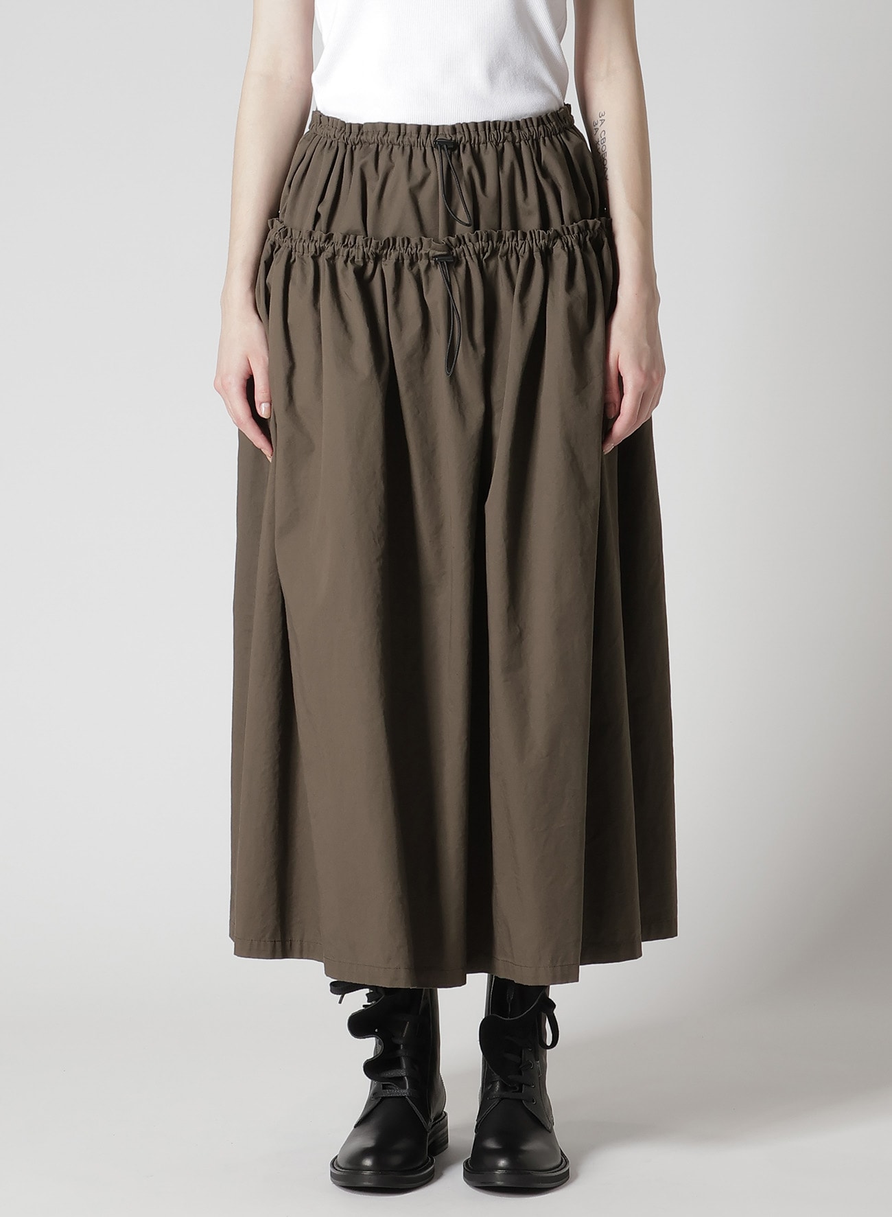 COTTON TWILL DOUBLE GATHERED SKIRT