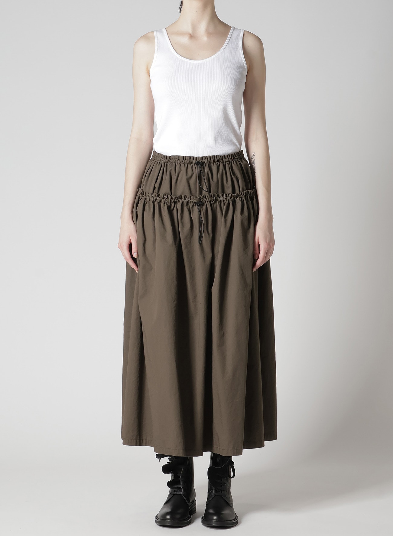 COTTON TWILL DOUBLE GATHERED SKIRT