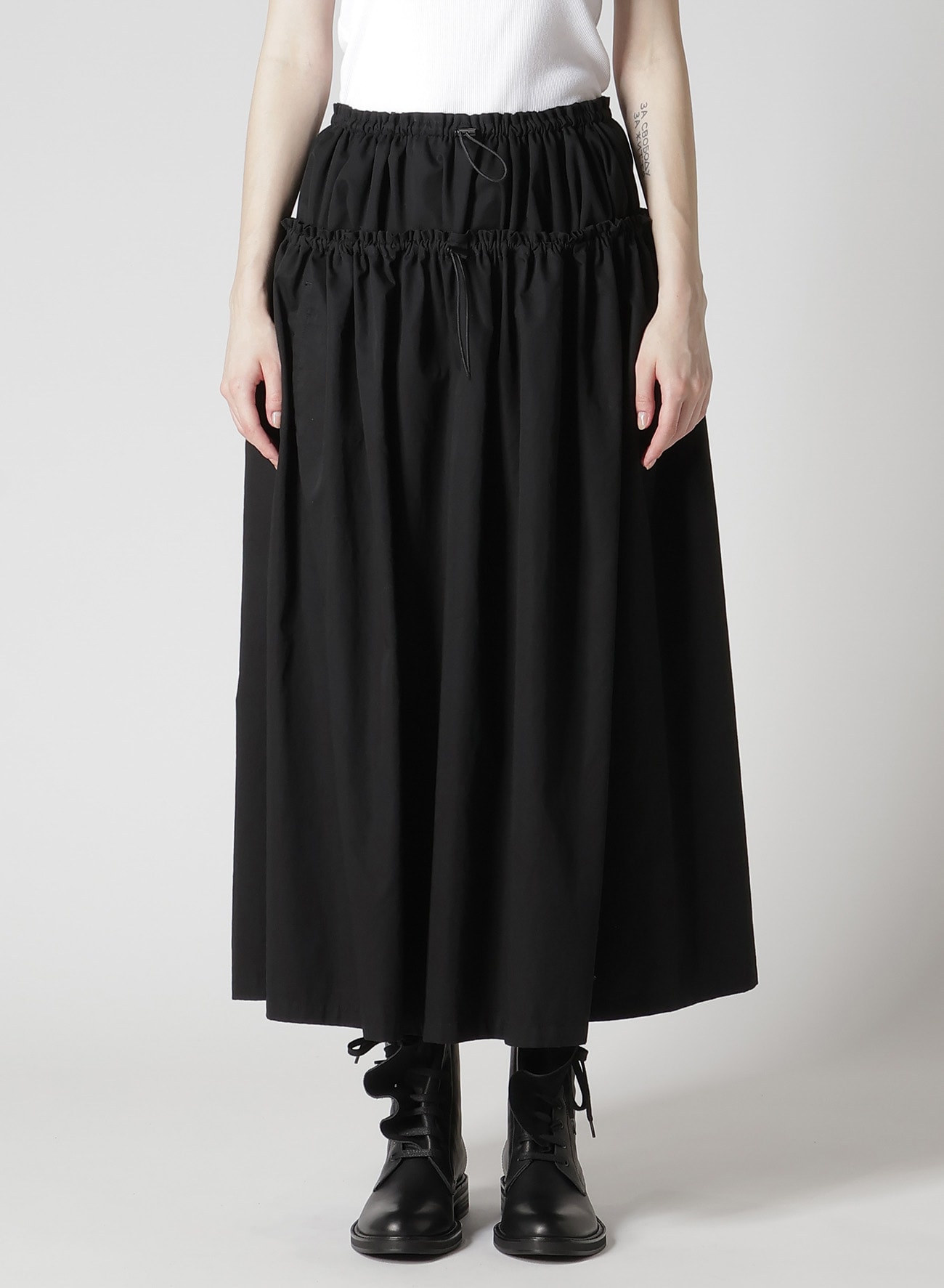 COTTON TWILL DOUBLE GATHERED SKIRT