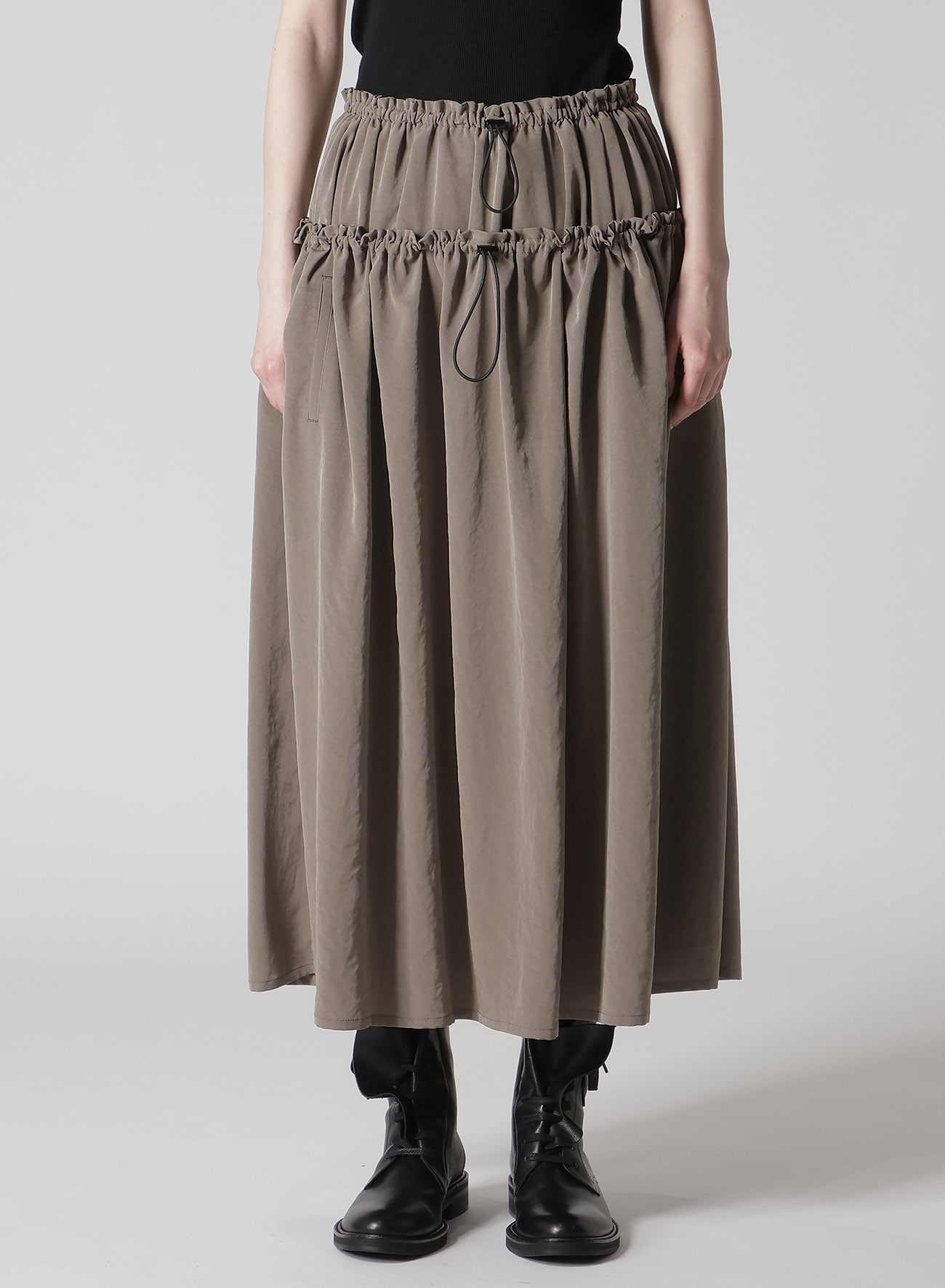 TA/PE CREPE DE CHINE DOUBLE GATHERED SKIRT