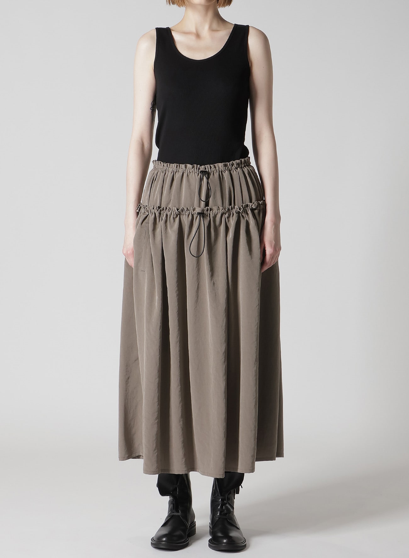 TA/PE CREPE DE CHINE DOUBLE GATHERED SKIRT