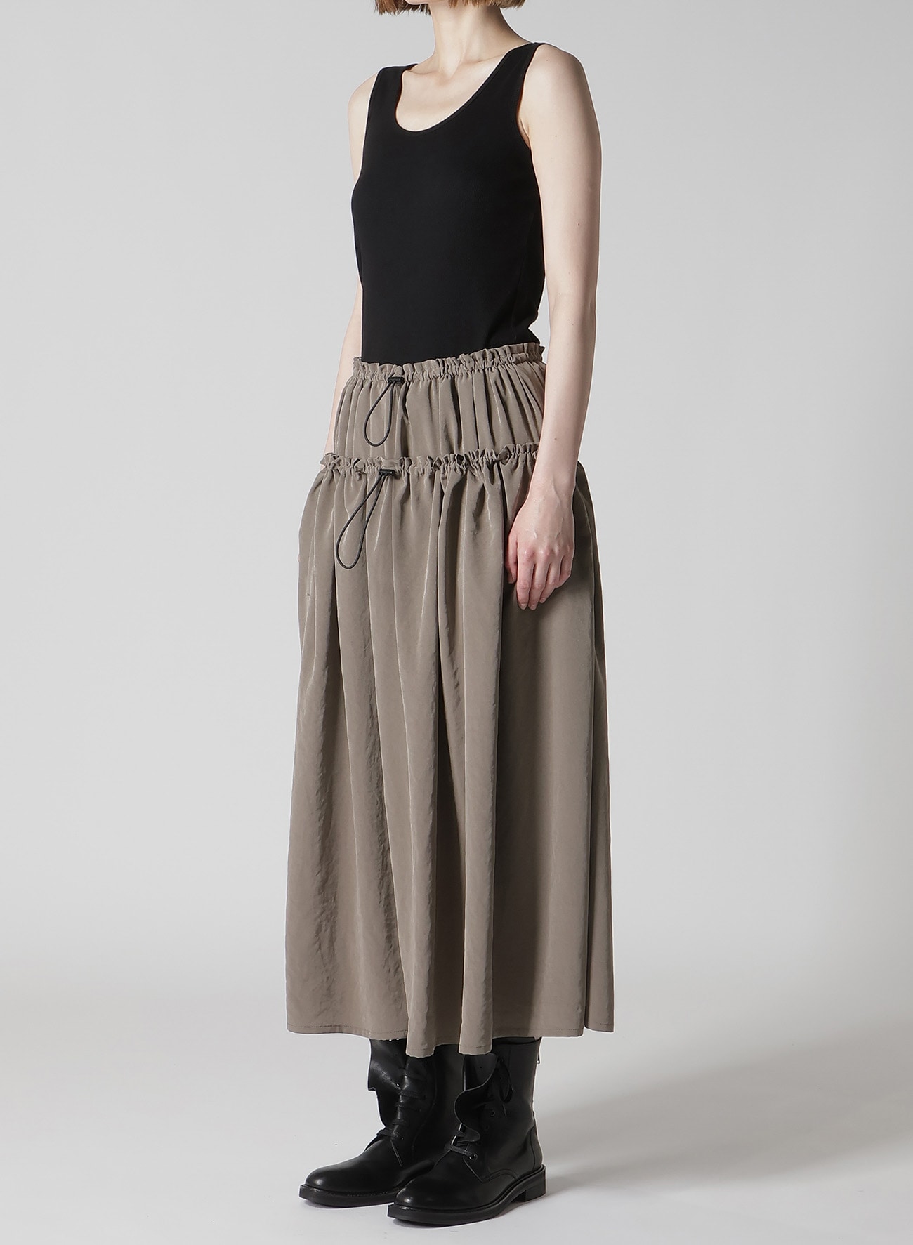 TA/PE CREPE DE CHINE DOUBLE GATHERED SKIRT