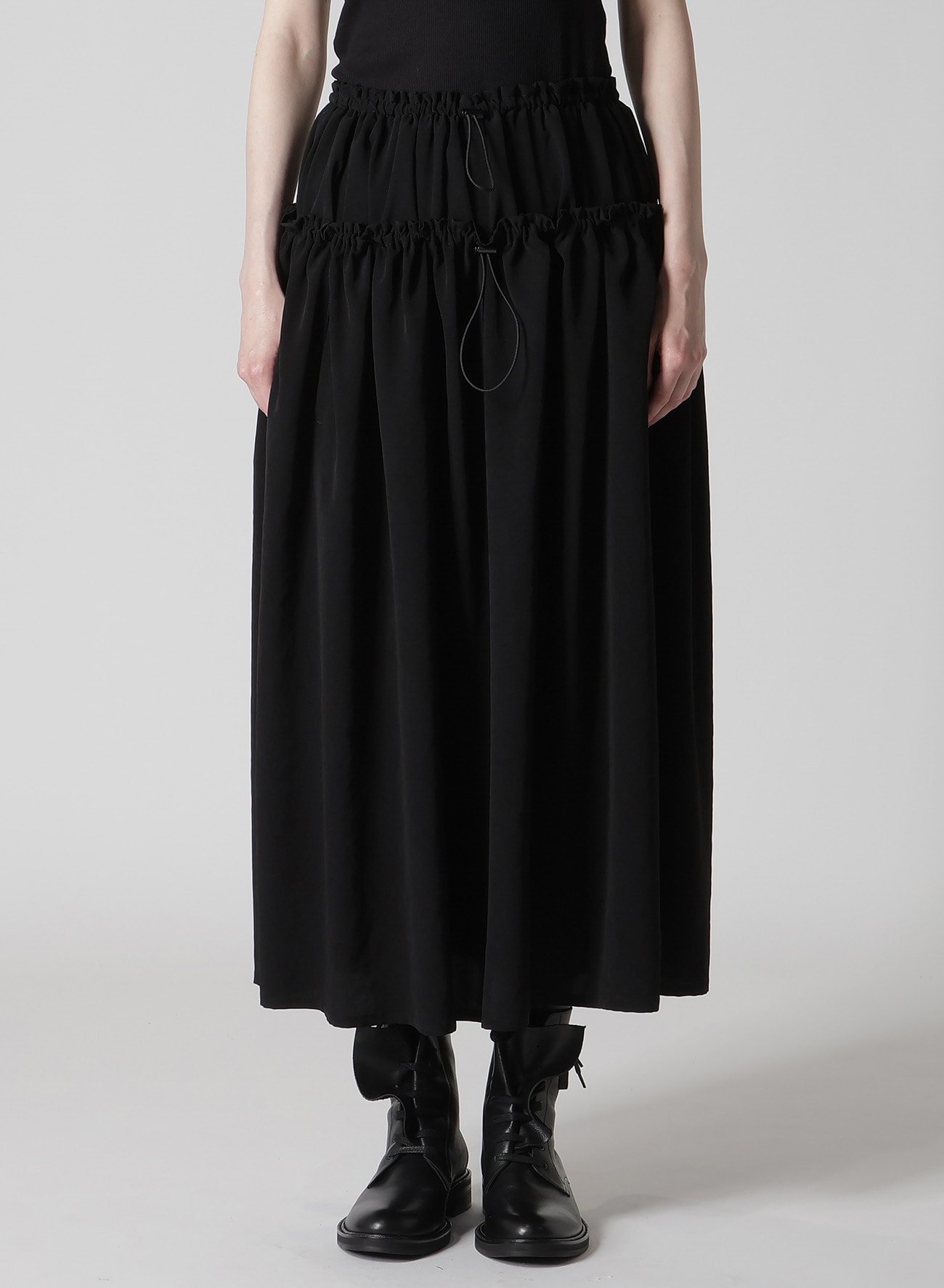 TA/PE CREPE DE CHINE DOUBLE GATHERED SKIRT