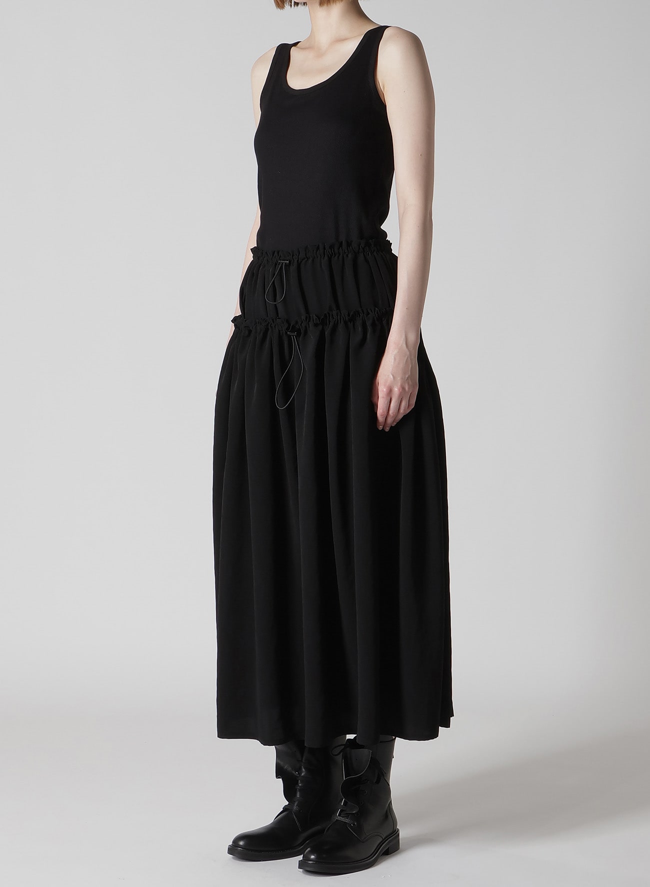 TA/PE CREPE DE CHINE DOUBLE GATHERED SKIRT