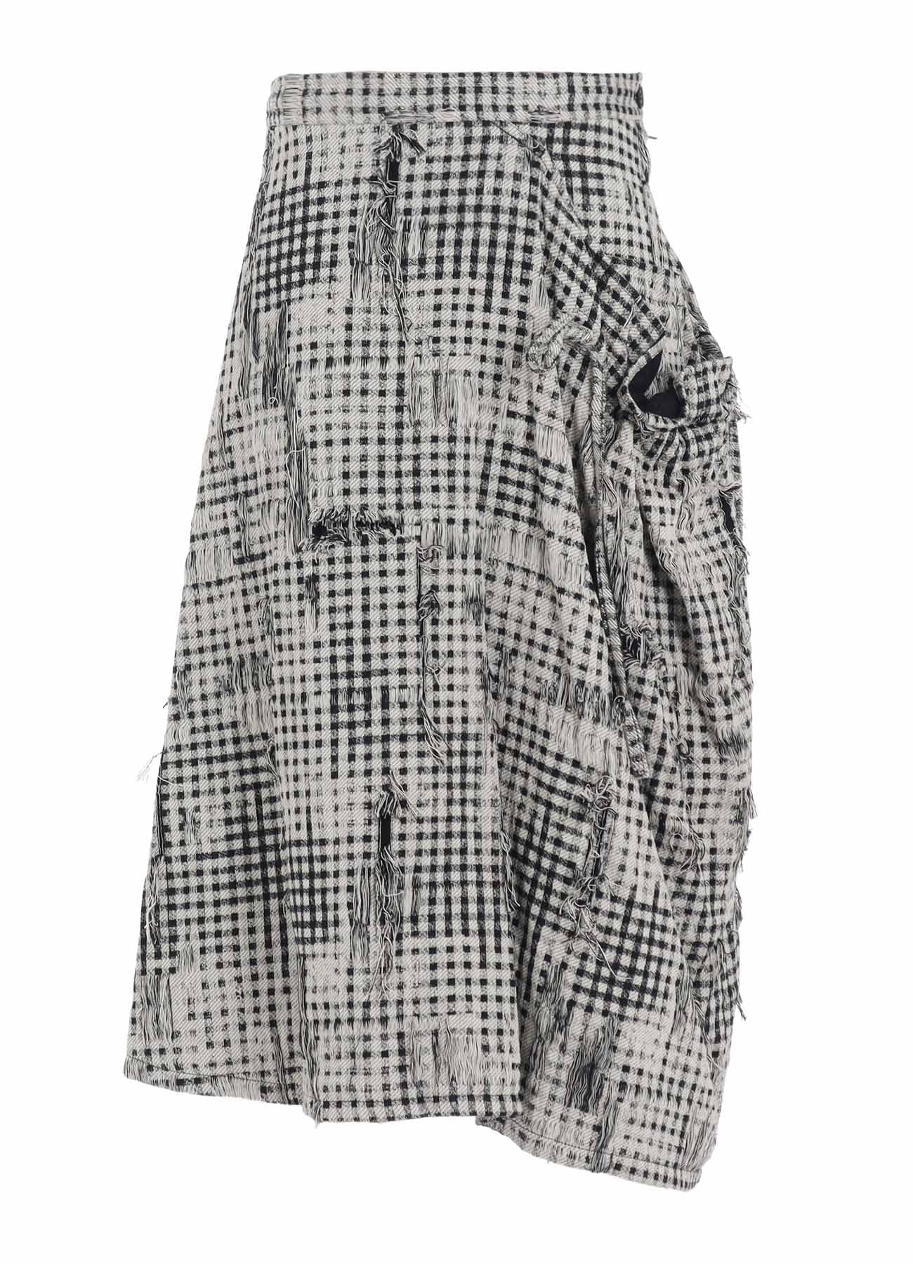 DAMAGED GINGHAM JACQUARD SKIRT