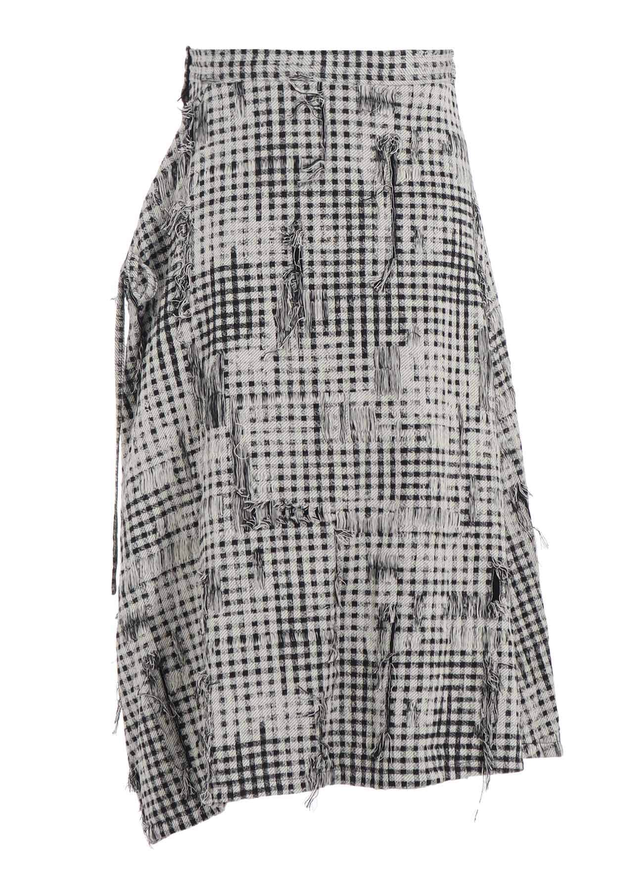 DAMAGED GINGHAM JACQUARD SKIRT