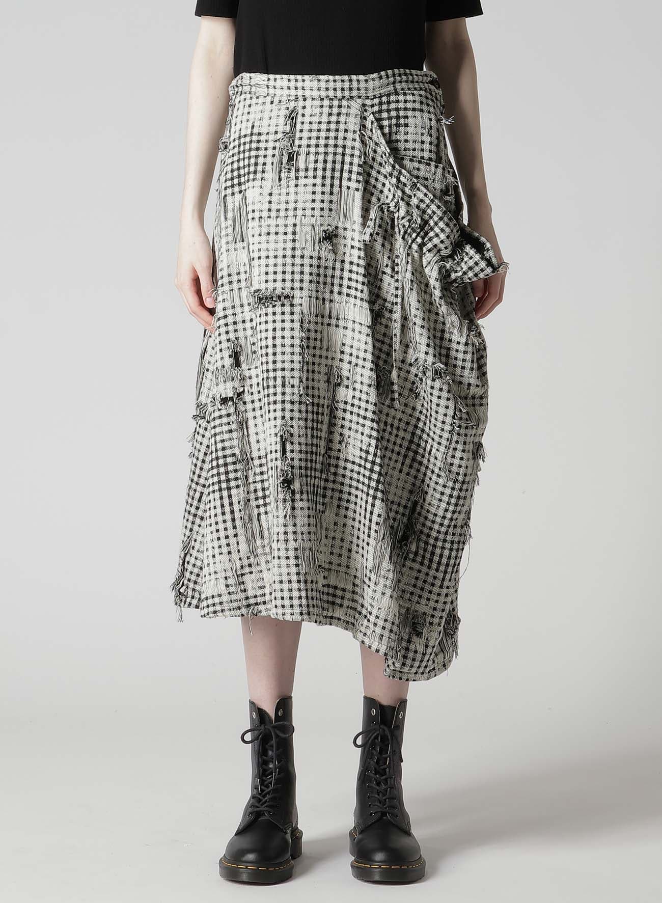 DAMAGED GINGHAM JACQUARD SKIRT