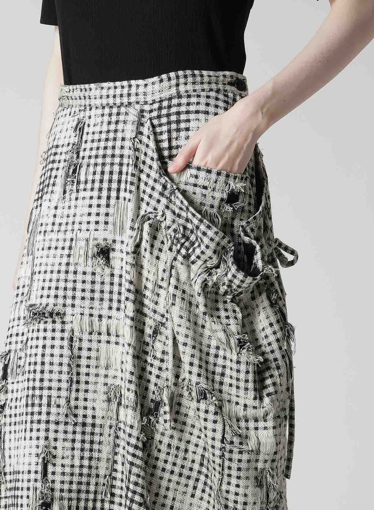 DAMAGED GINGHAM JACQUARD SKIRT