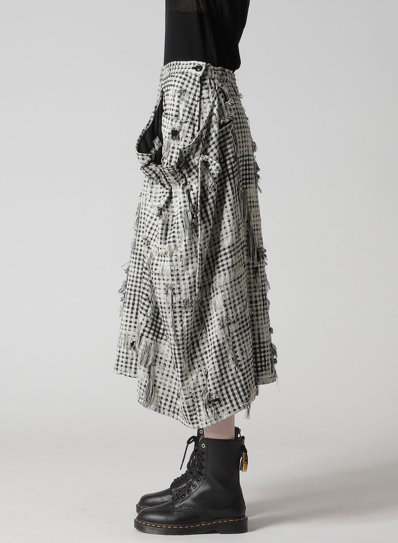 DAMAGED GINGHAM JACQUARD SKIRT