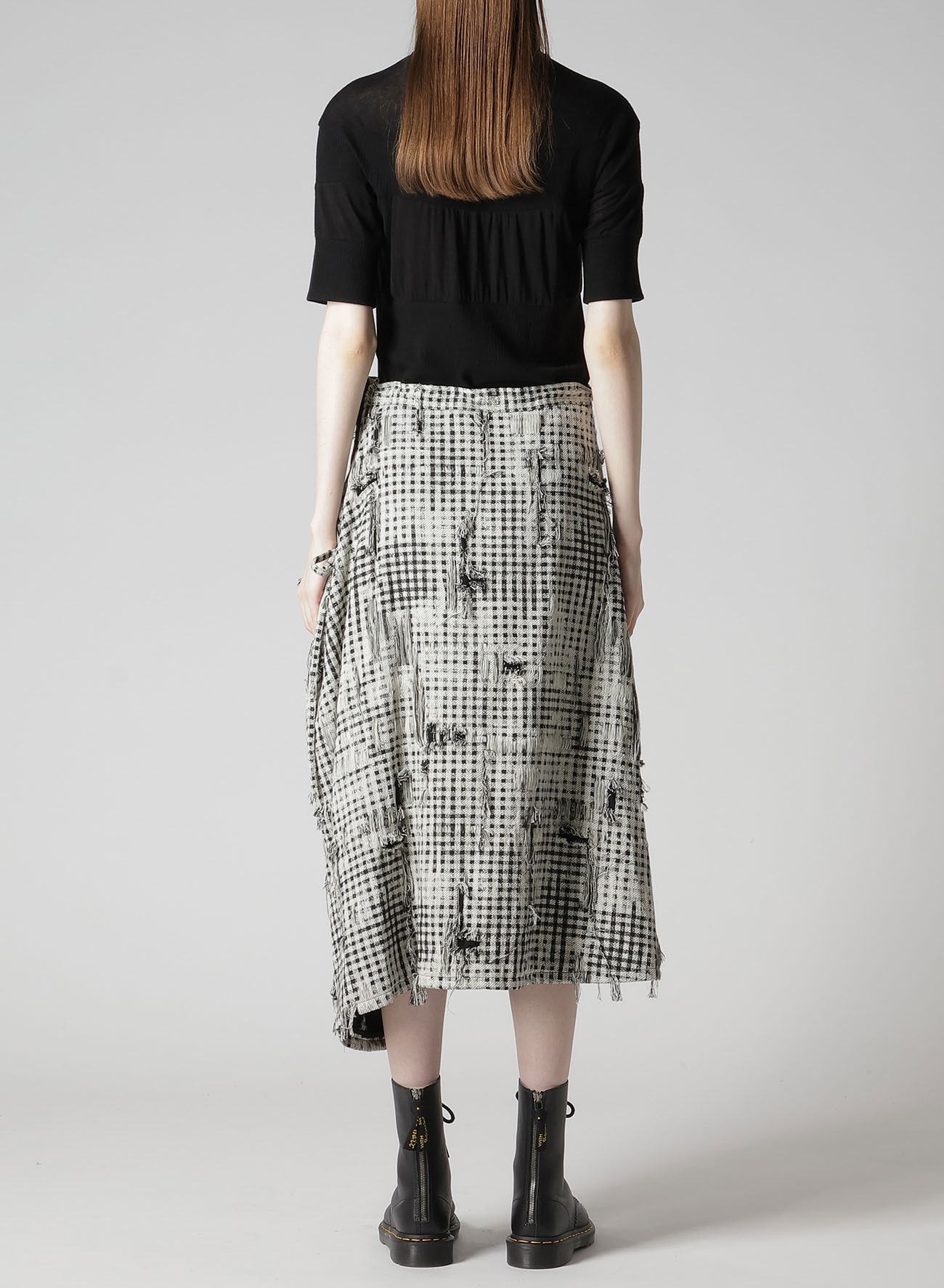 DAMAGED GINGHAM JACQUARD SKIRT