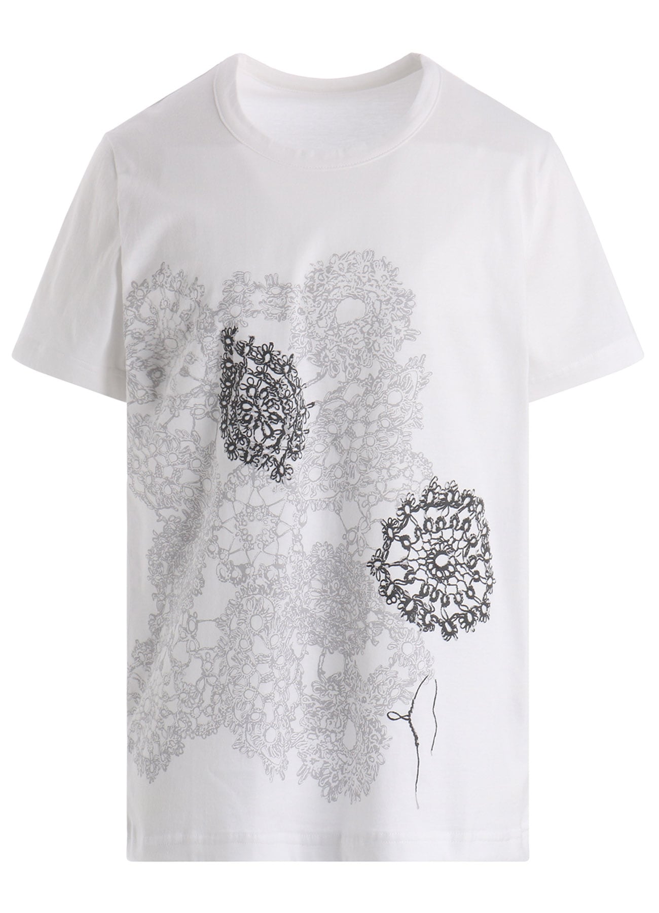 COTTON JERSEY LACE PRINT SHORT SLEEVE TEE