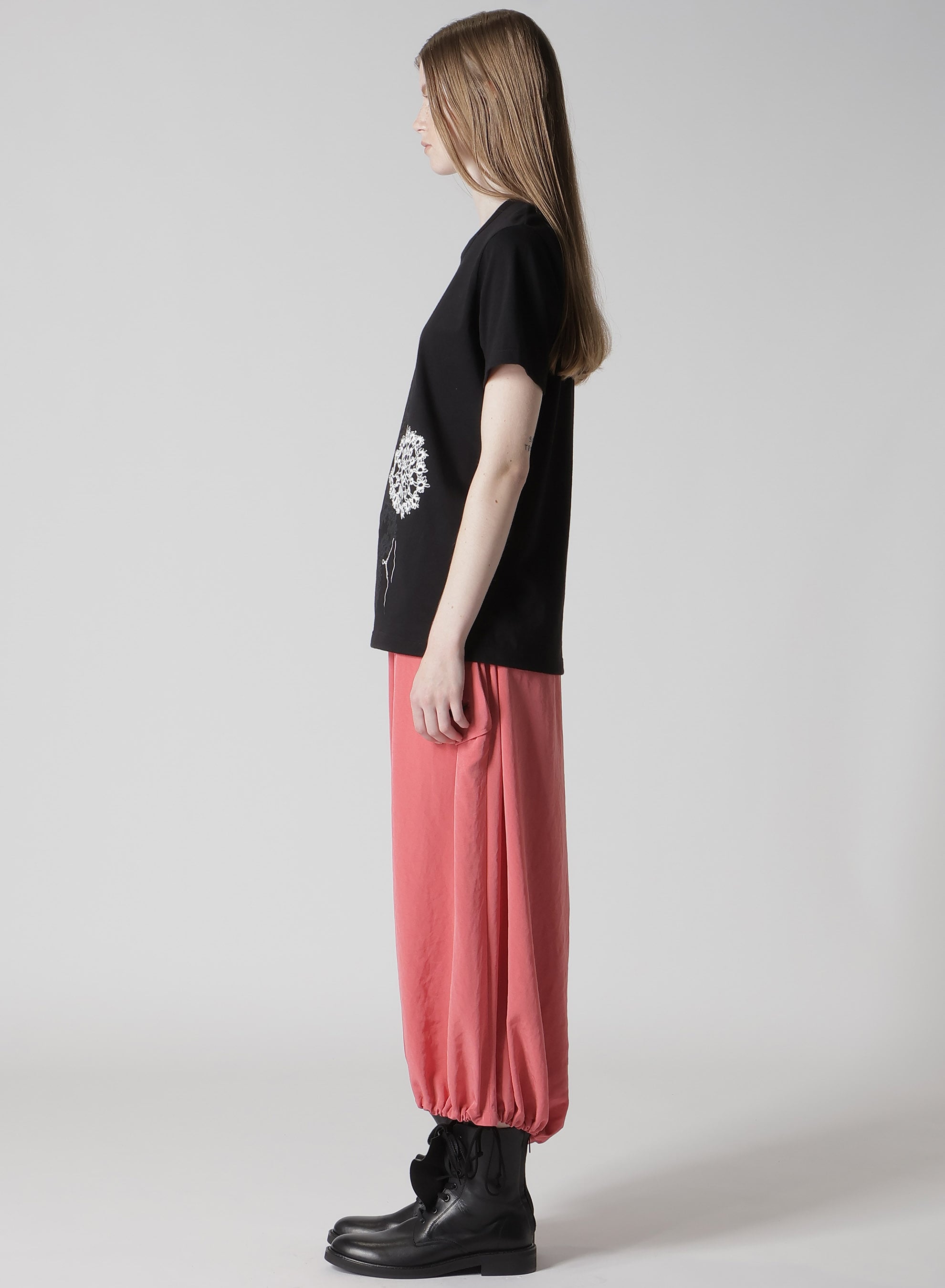 COTTON JERSEY LACE PRINT SHORT SLEEVE TEE