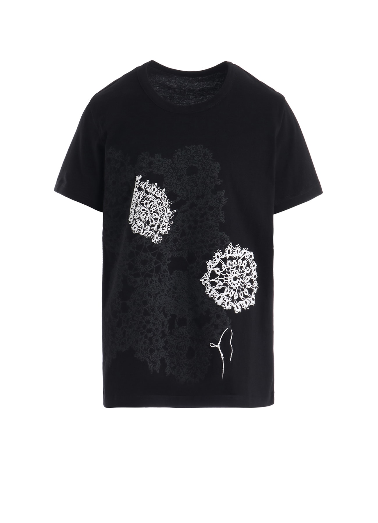 COTTON JERSEY LACE PRINT SHORT SLEEVE TEE