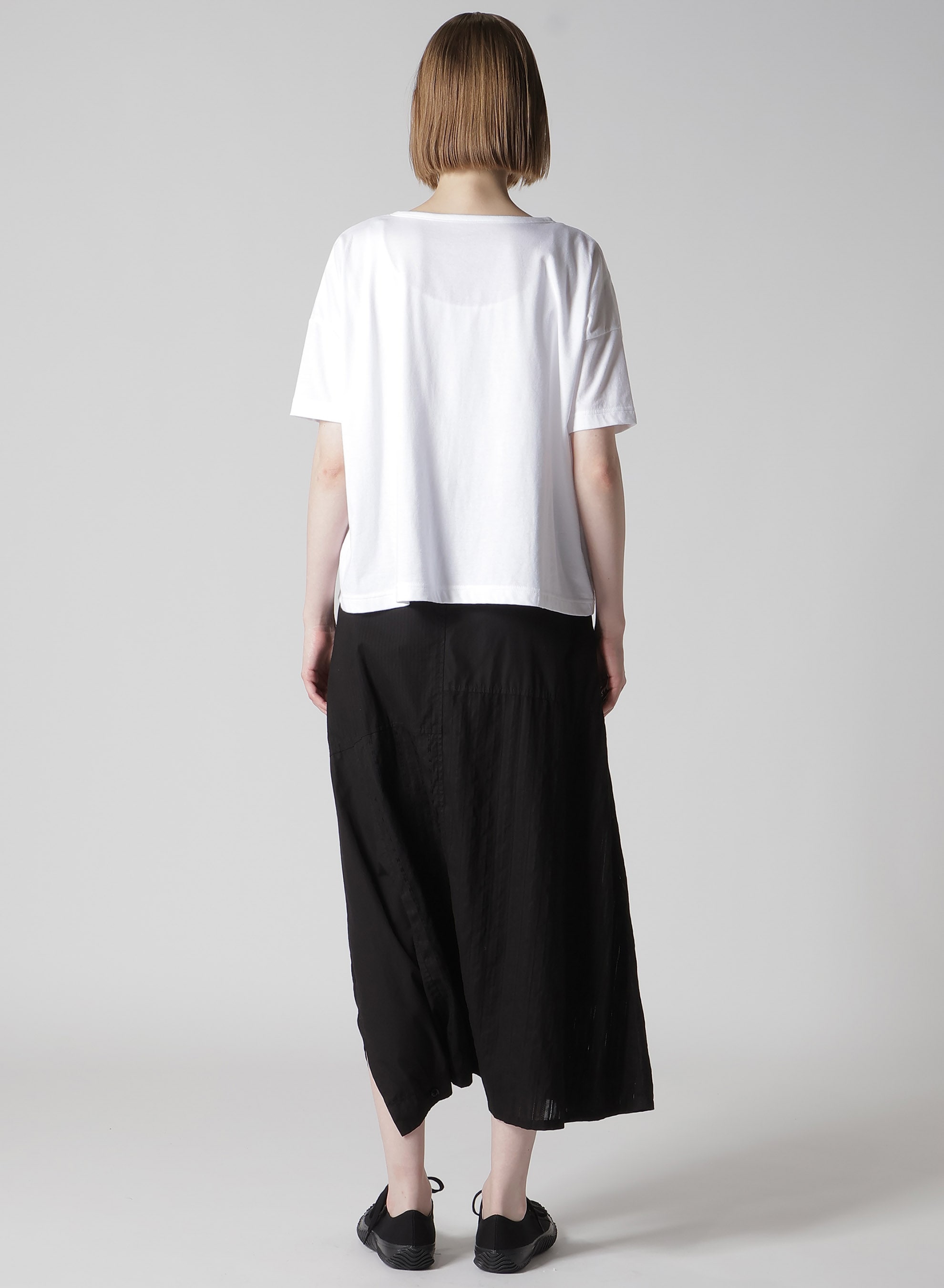 COTTON JERSEY LACE PRINT SHORT SLEEVE CROPED TEE