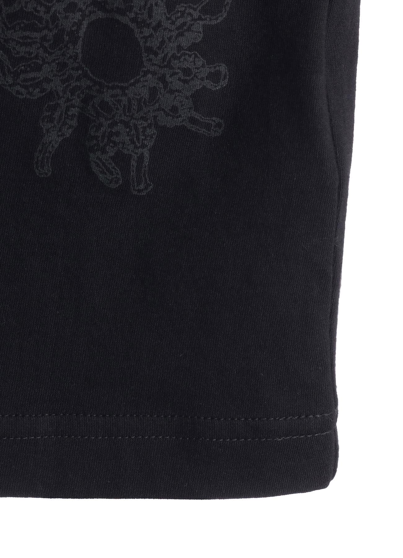 COTTON JERSEY LACE PRINT SHORT SLEEVE CROPED TEE