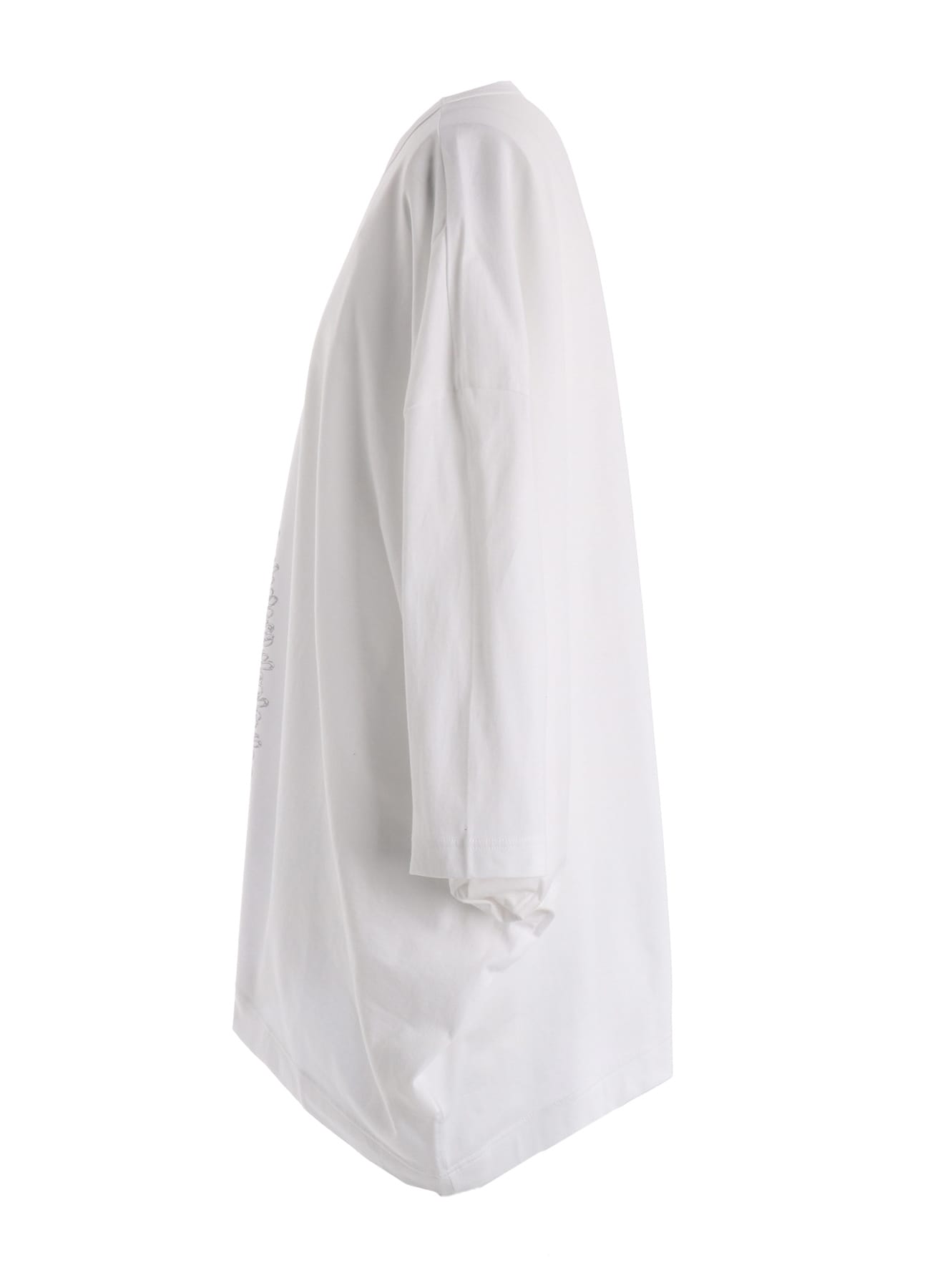 COTTON JERSEY LACE PRINT ASYMMETRIC DRAPE TEE