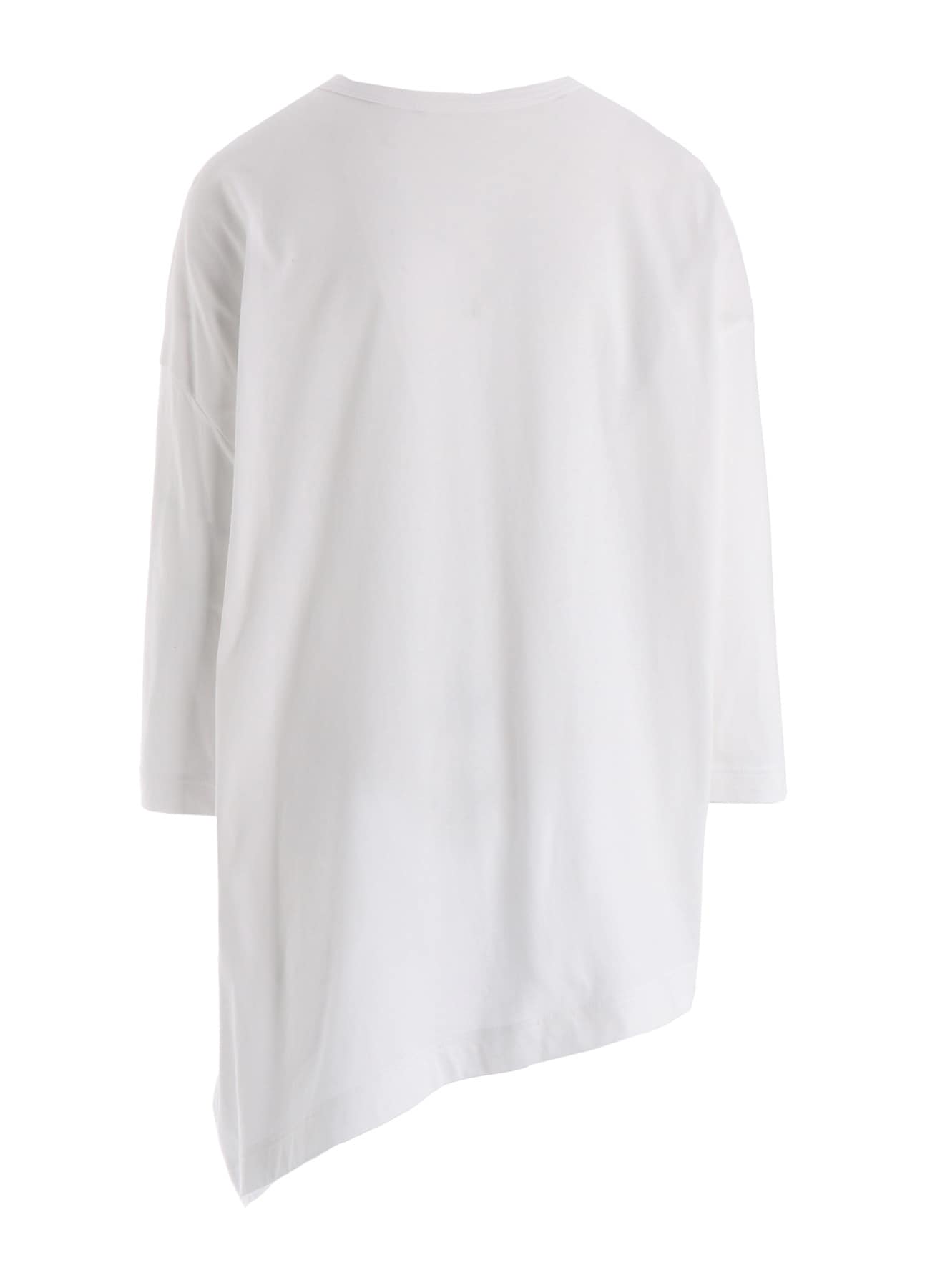 COTTON JERSEY LACE PRINT ASYMMETRIC DRAPE TEE
