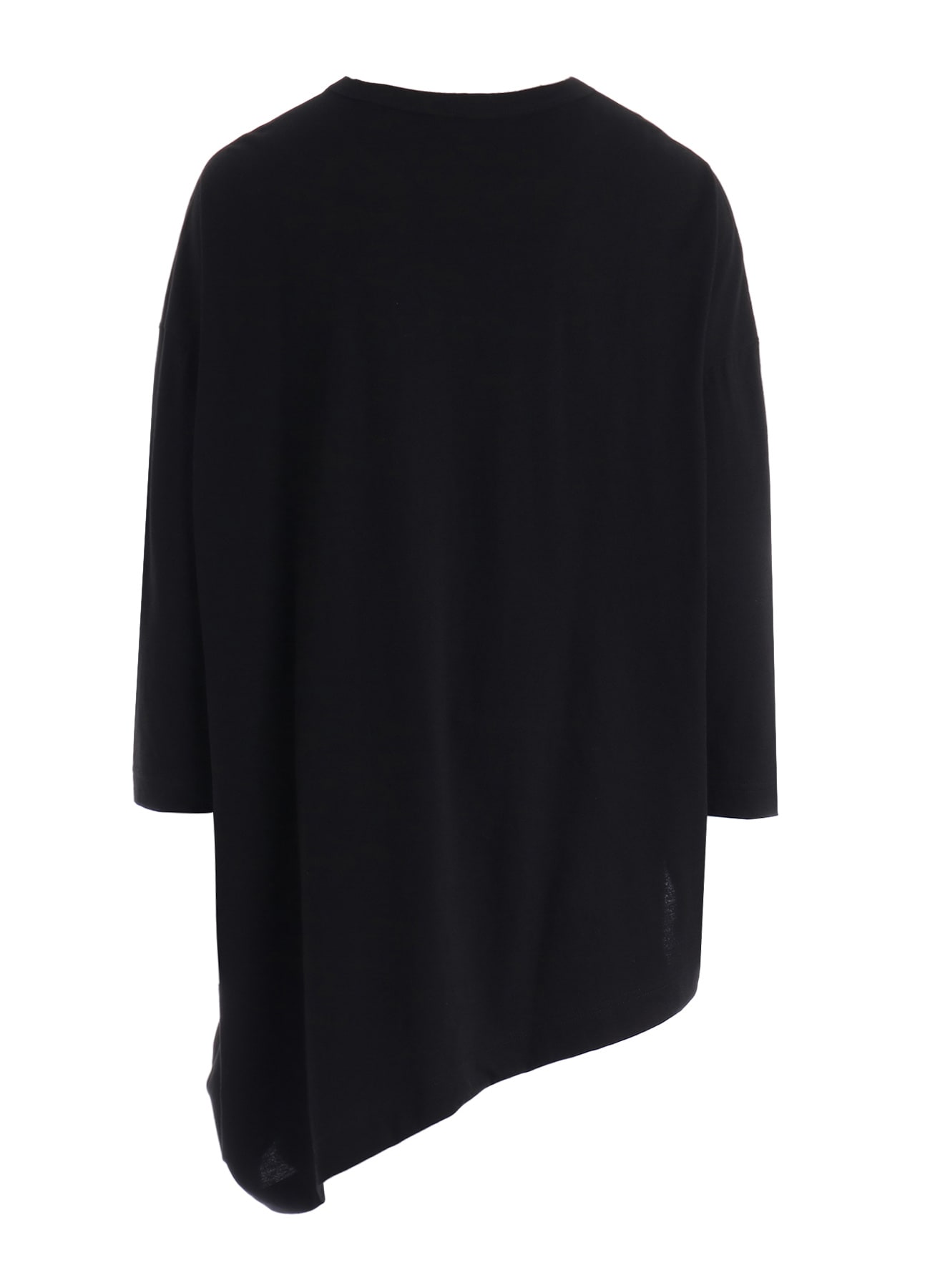 COTTON JERSEY LACE PRINT ASYMMETRIC DRAPE TEE