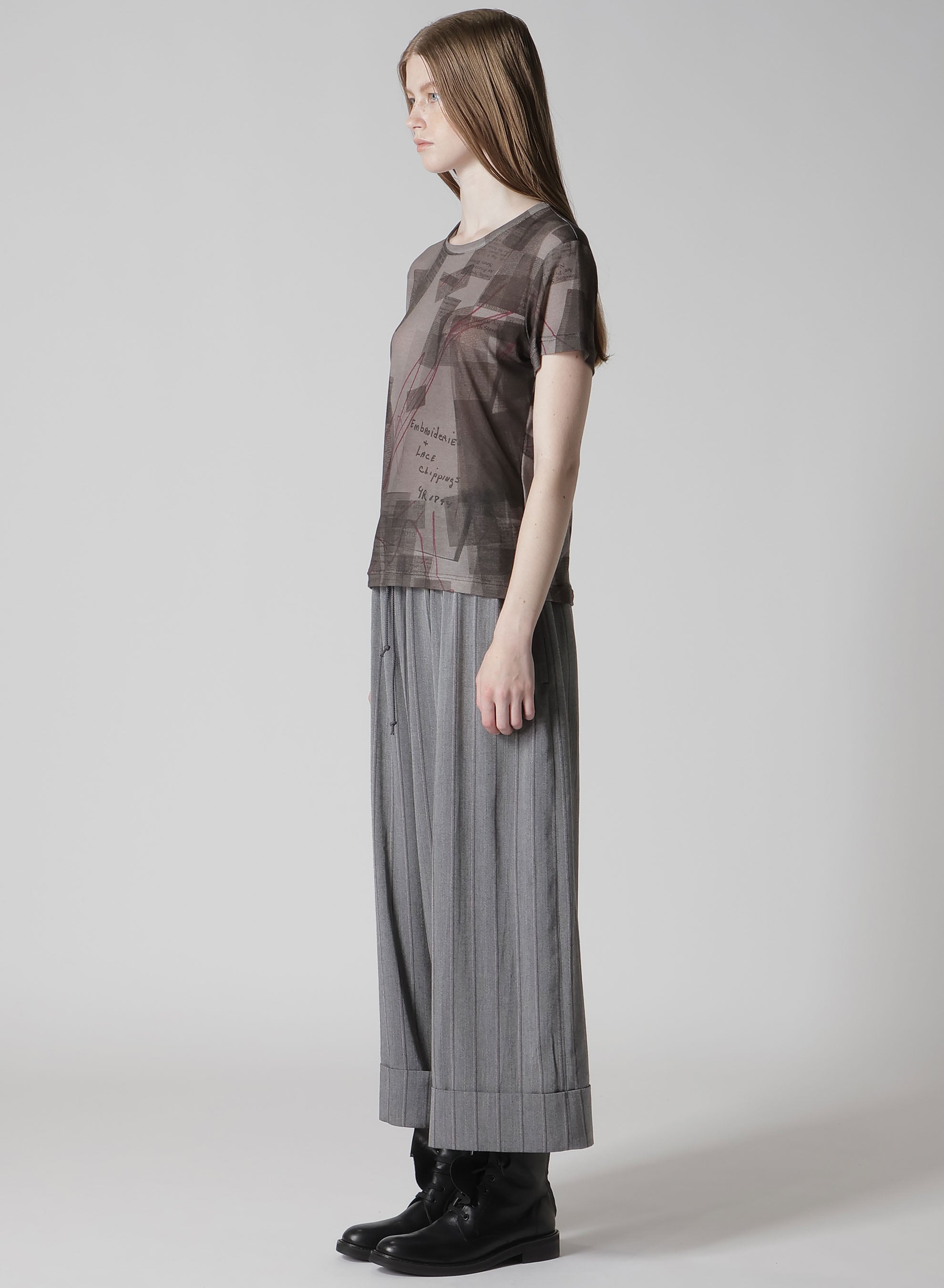 COTTON INTERLOCK NEWSPAPER PRINT SHORT SLEEVE TEE