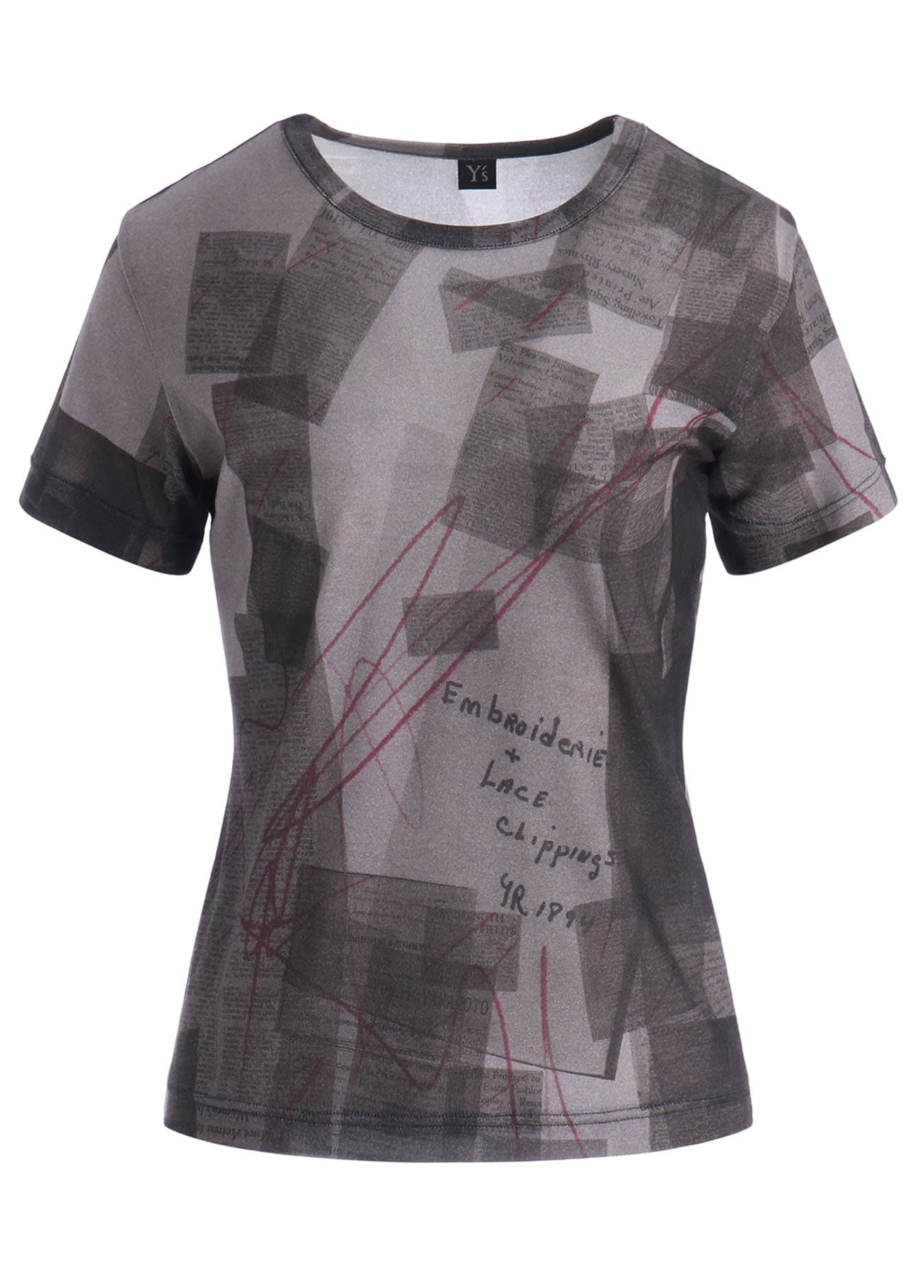 COTTON INTERLOCK NEWSPAPER PRINT SHORT SLEEVE TEE