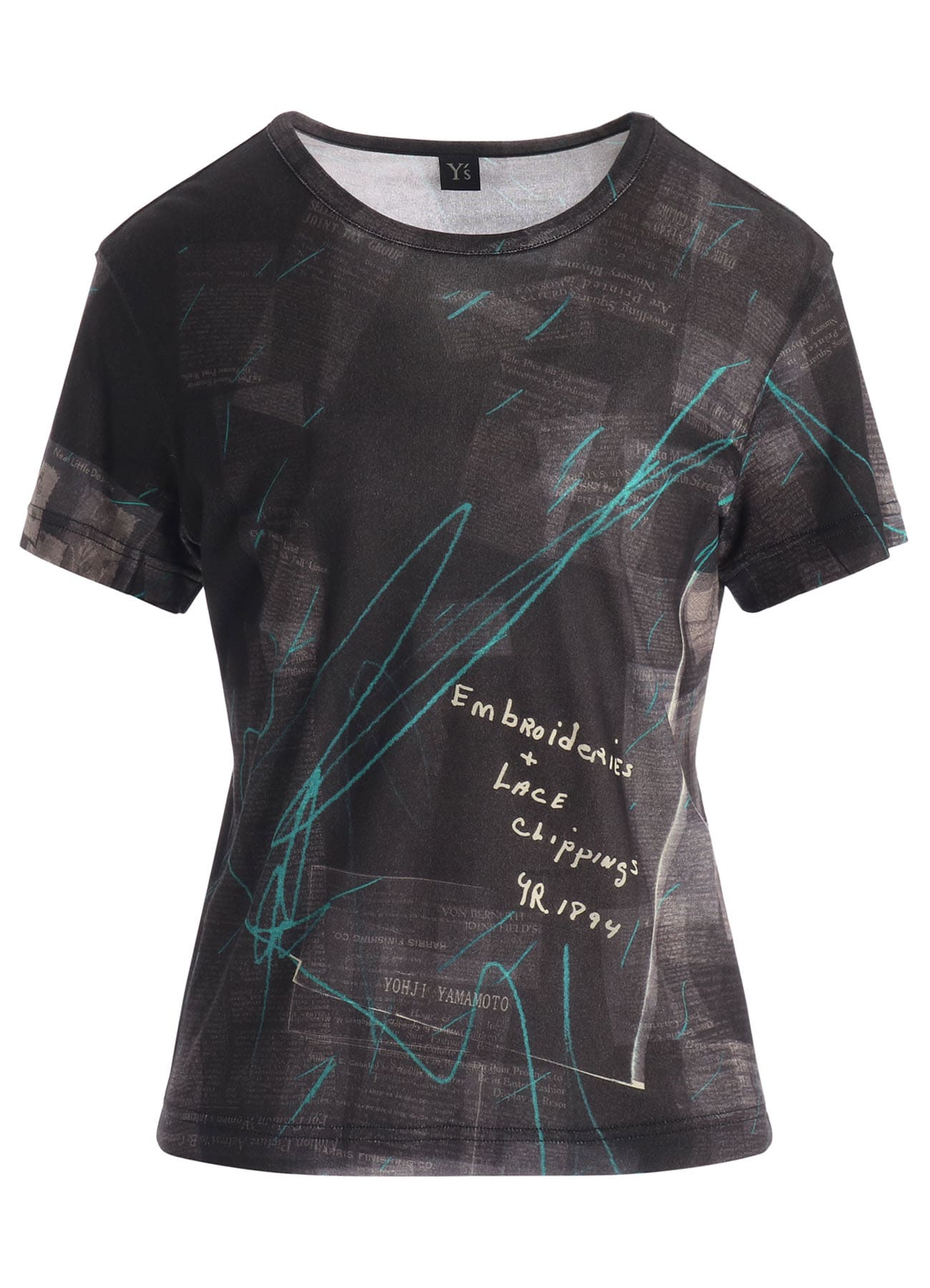 CELLULOSE NEWSPAPER PRINT SHORT SLEEVE TEE