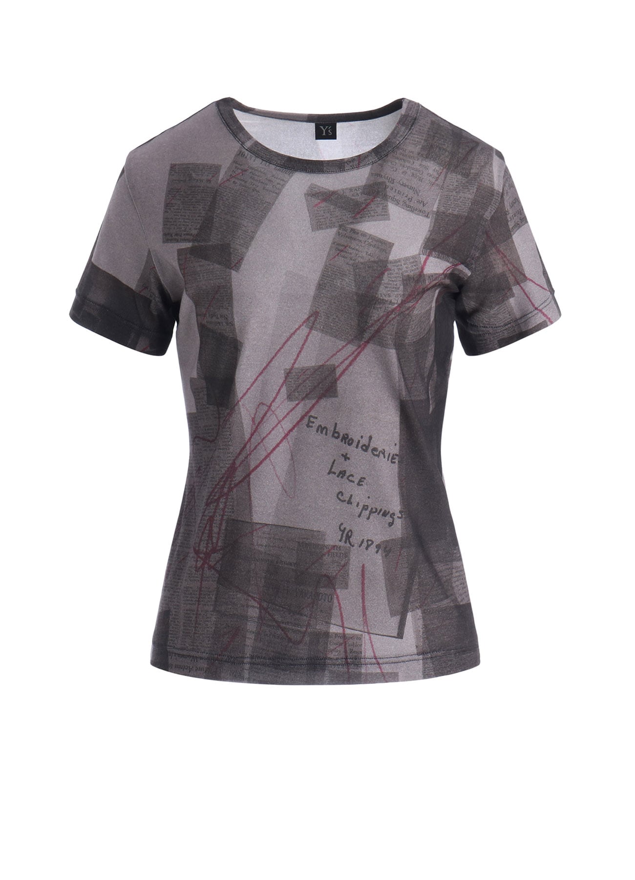 COTTON INTERLOCK NEWSPAPER PRINT SHORT SLEEVE TEE