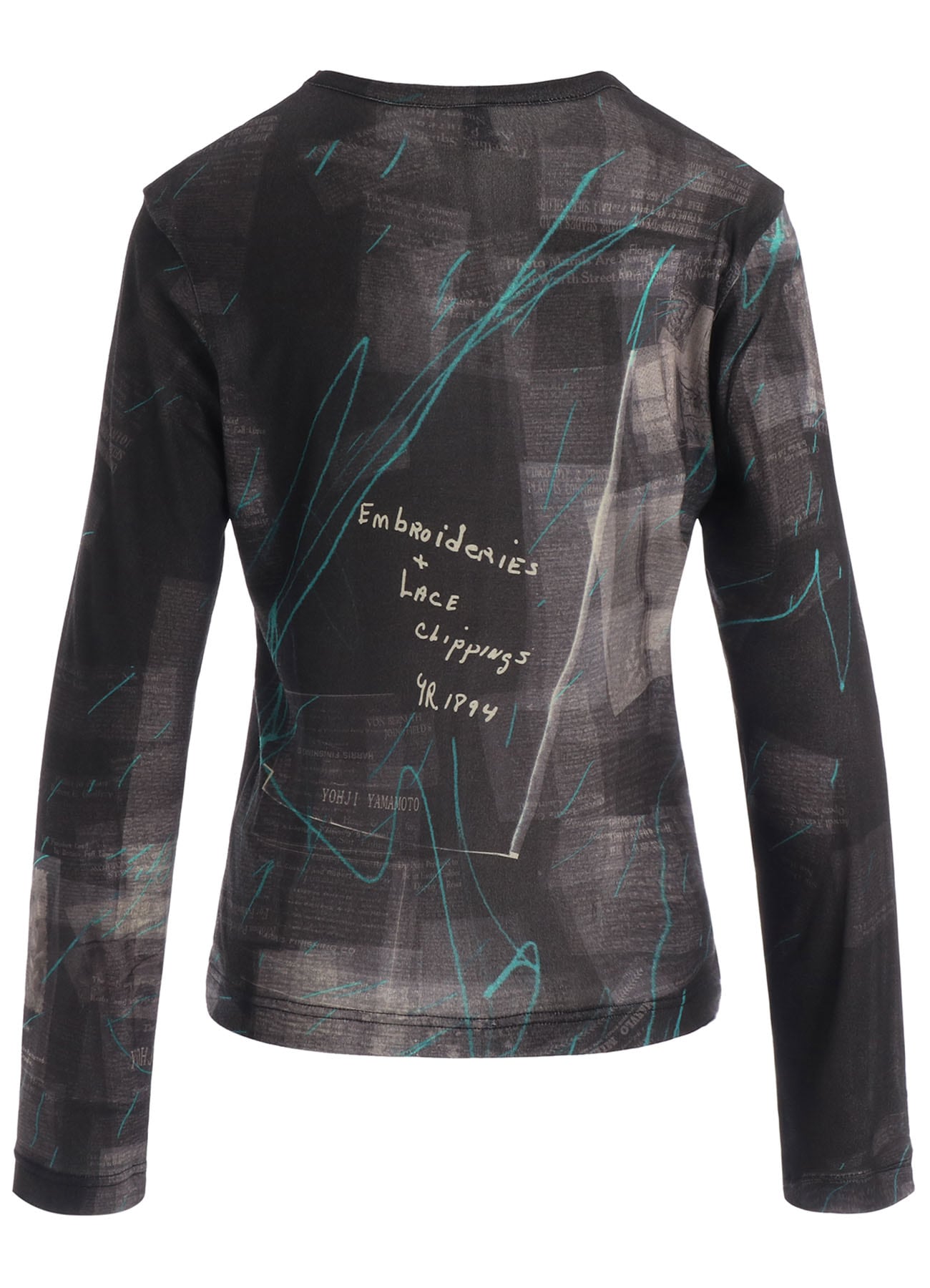 COTTON INTERLOCK NEWSPAPER PRINT LONG SLEEVE TEE