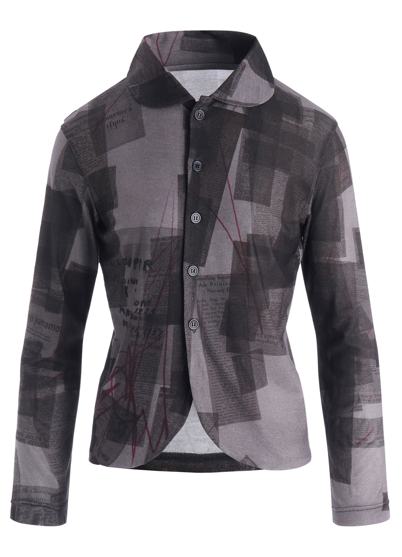 CELLULOSE NEWSPAPER PRINT CARDIGAN