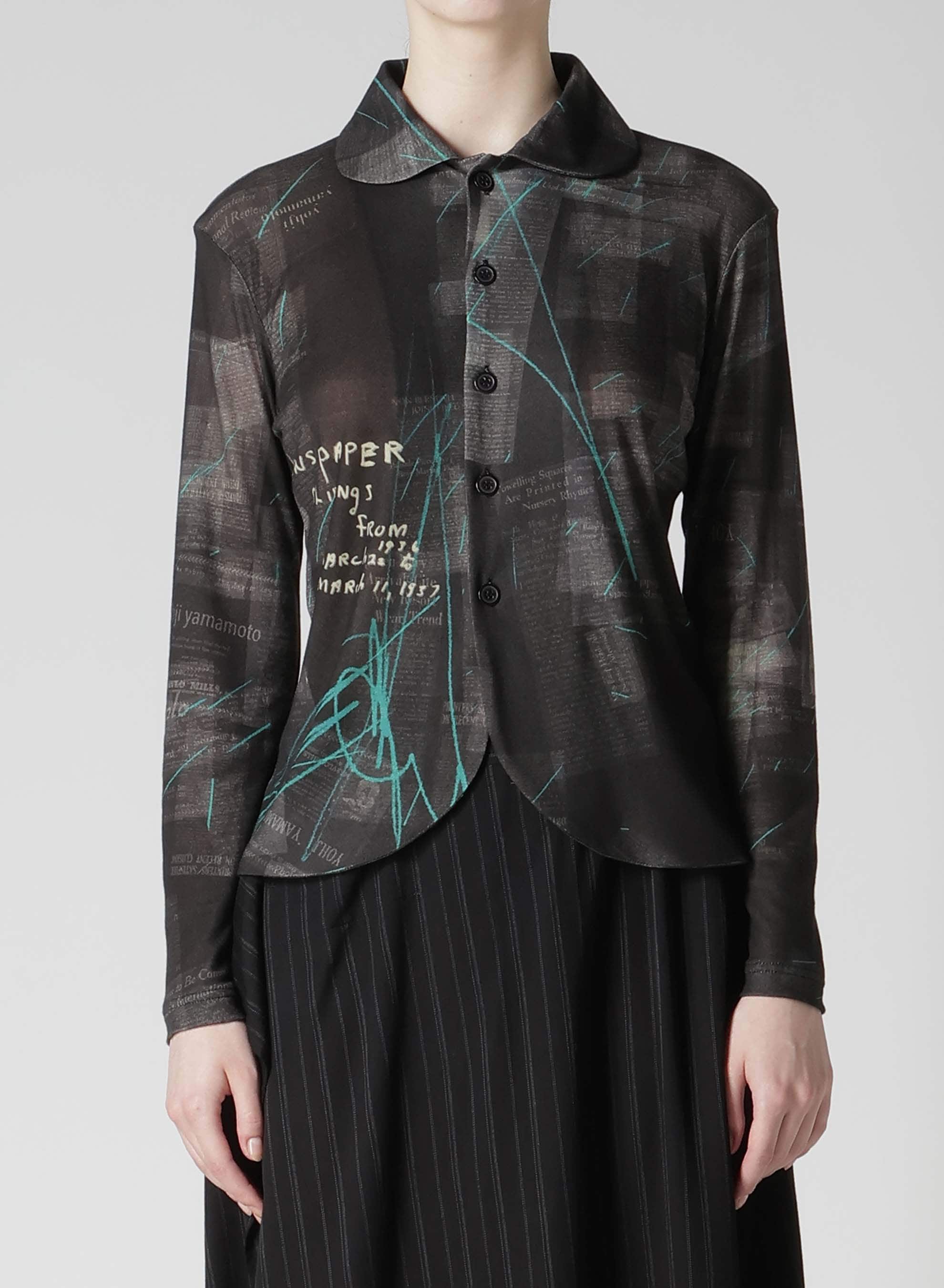 CELLULOSE NEWSPAPER PRINT CARDIGAN