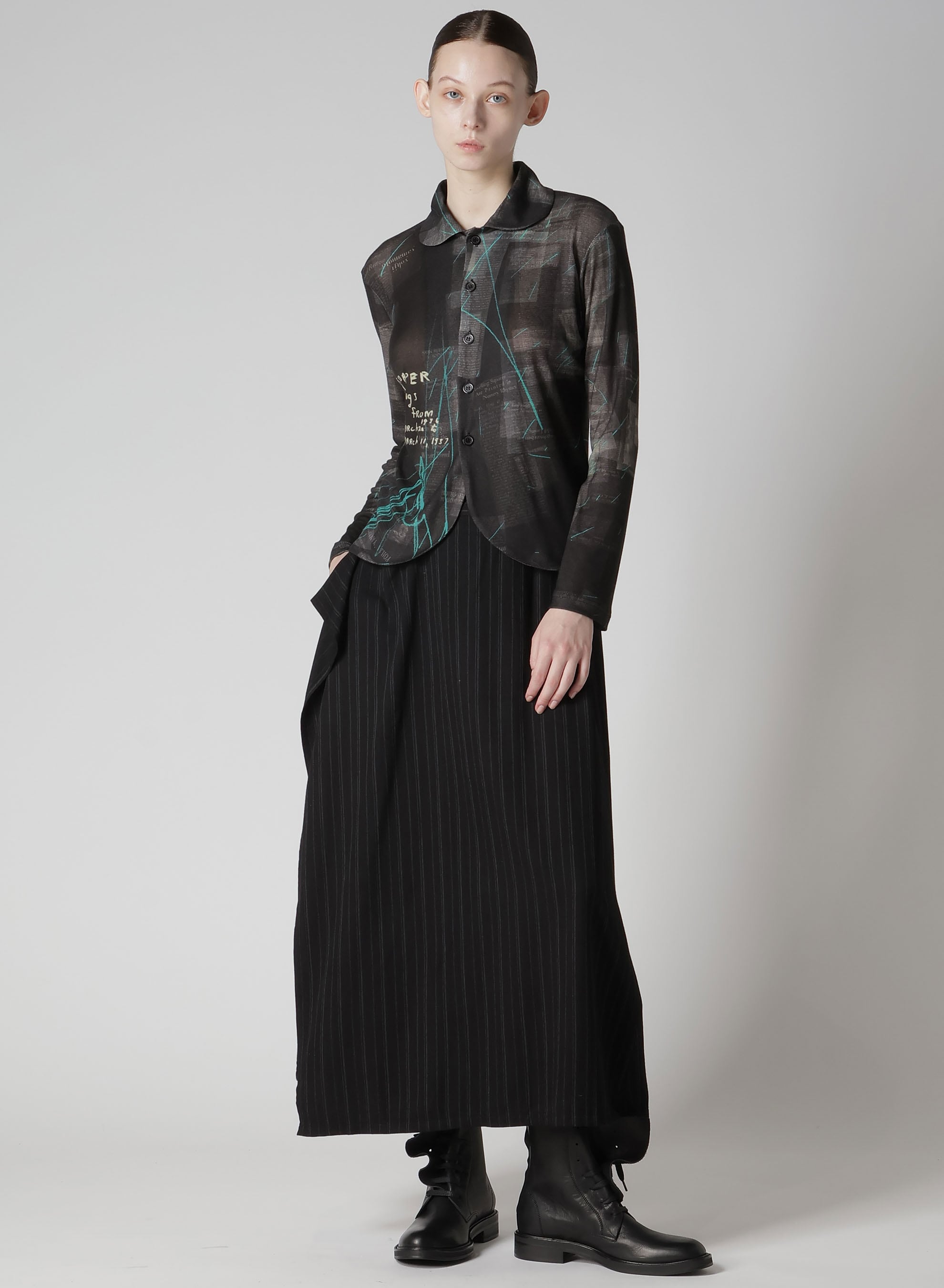 CELLULOSE NEWSPAPER PRINT CARDIGAN